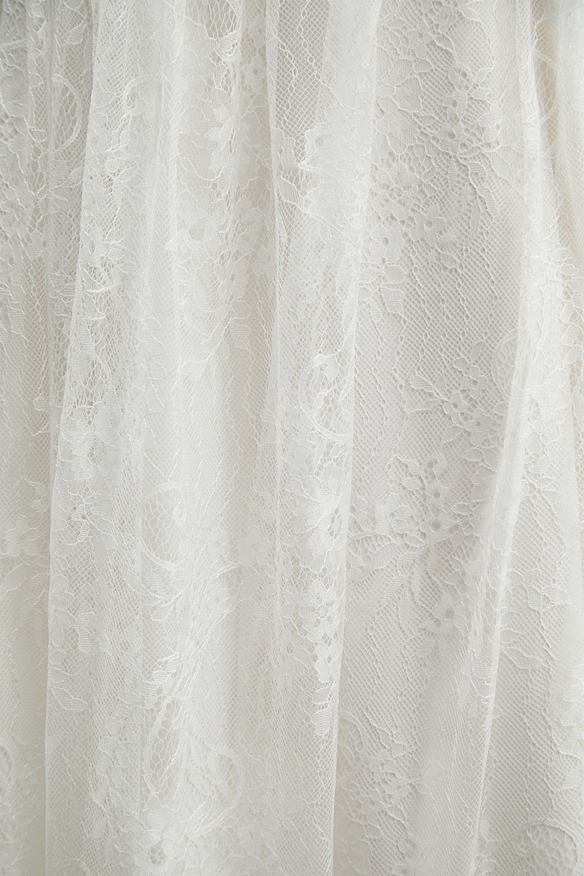 Bright Beauty White Floral Applique Sheer Lace Maxi Dress