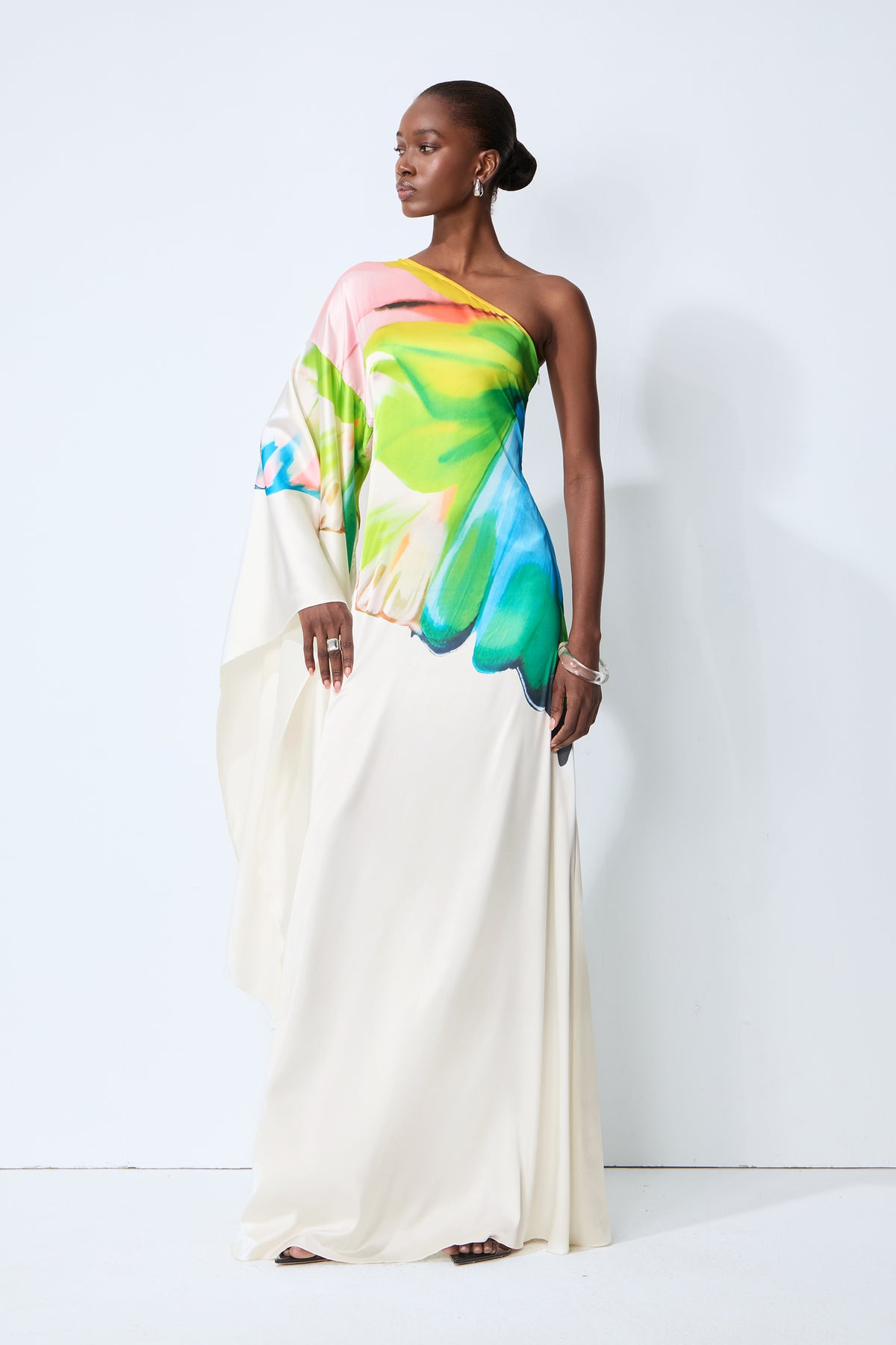 Bernice Printed Single Sleeve Maxi Dress