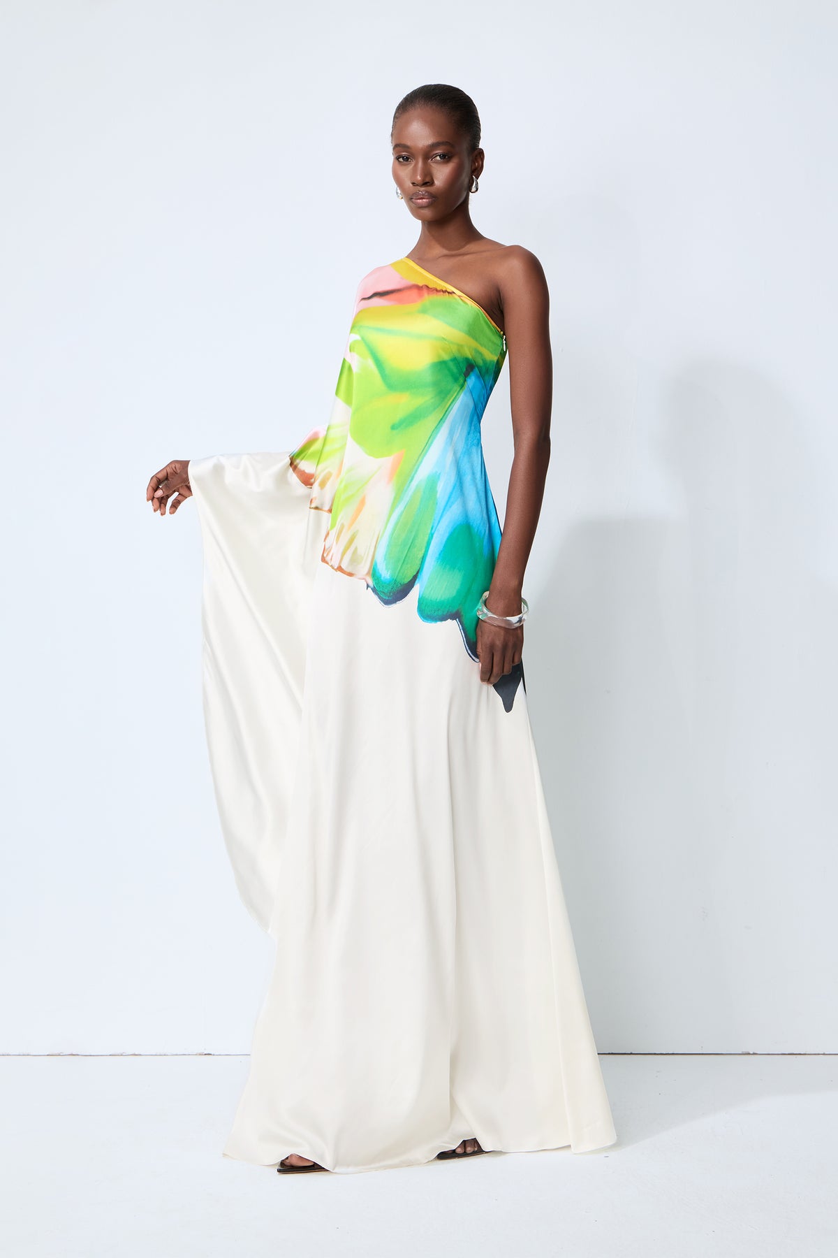 Bernice Printed Single Sleeve Maxi Dress