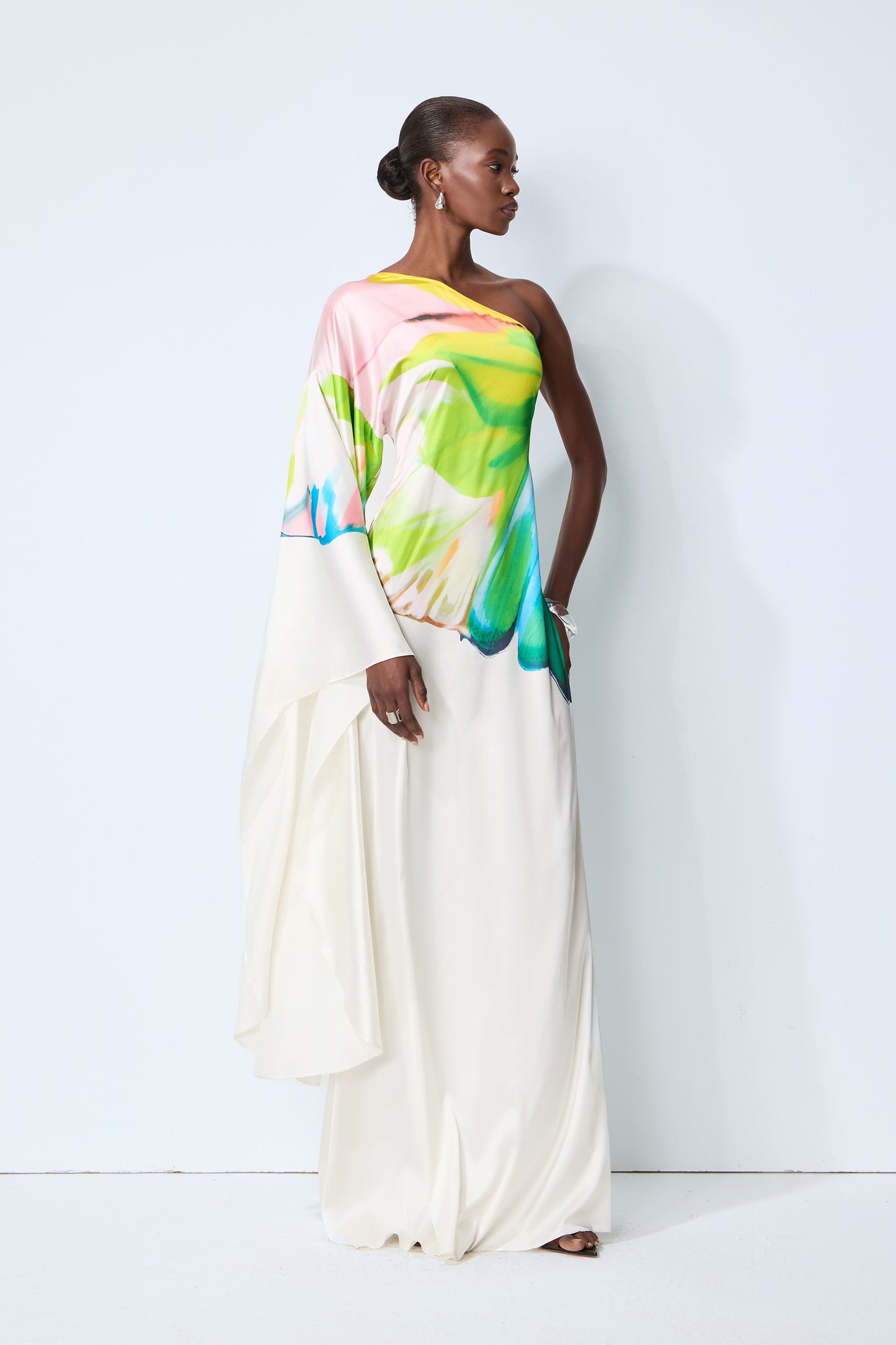 Bernice Printed Single Sleeve Maxi Dress