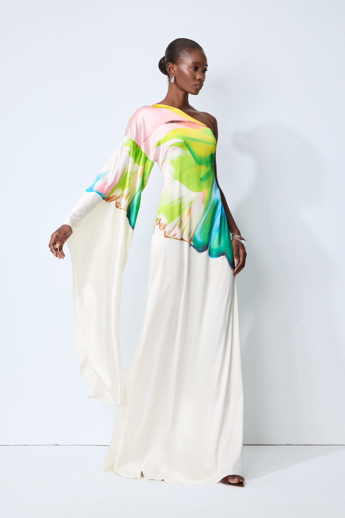 Bernice Printed Single Sleeve Maxi Dress