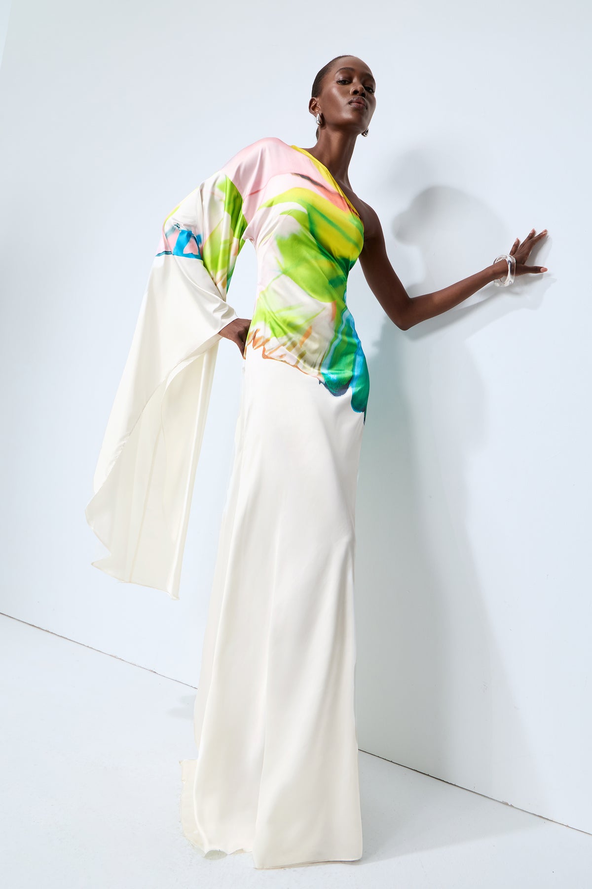 Bernice Printed Single Sleeve Maxi Dress
