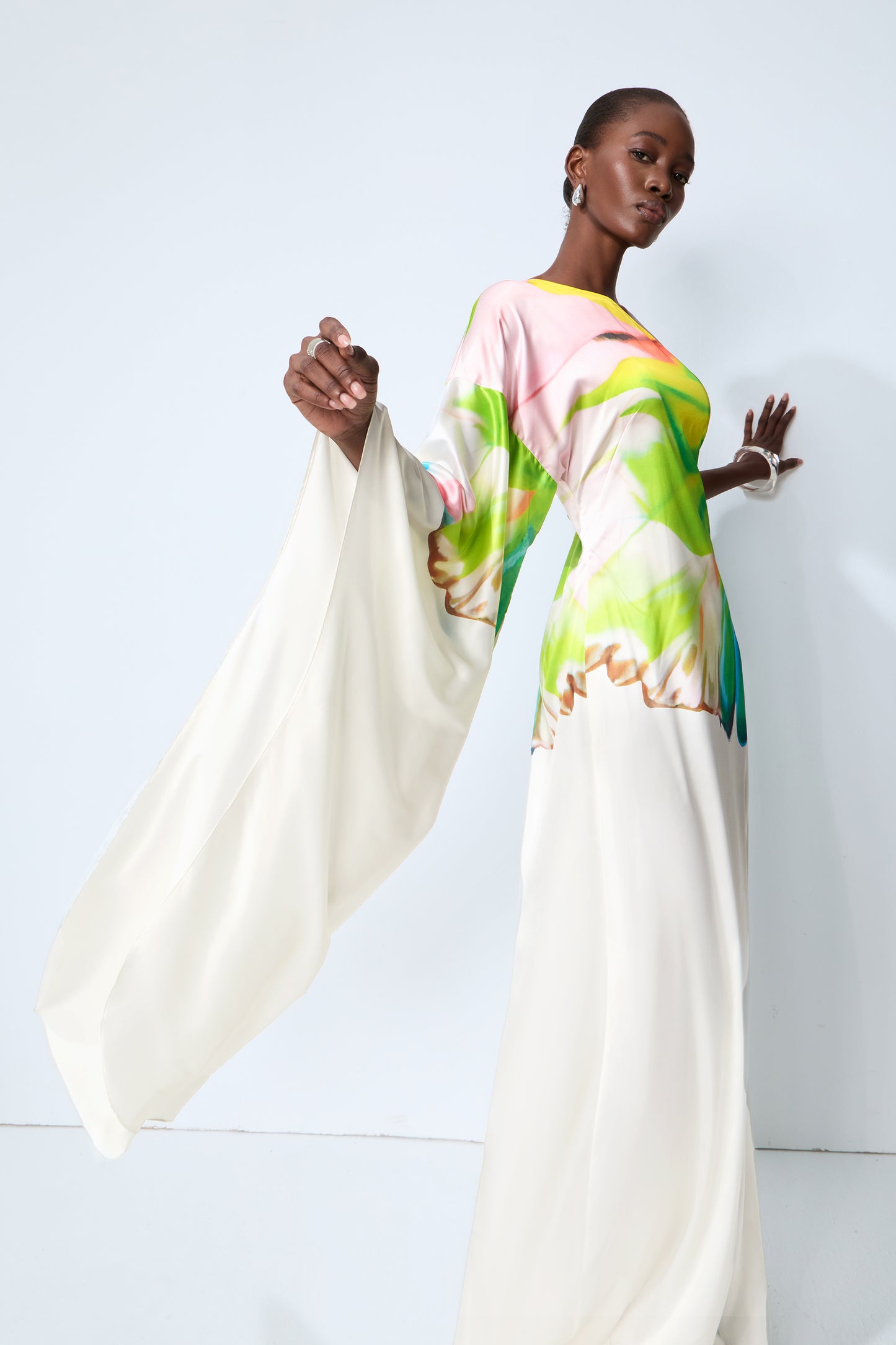 Bernice Printed Single Sleeve Maxi Dress