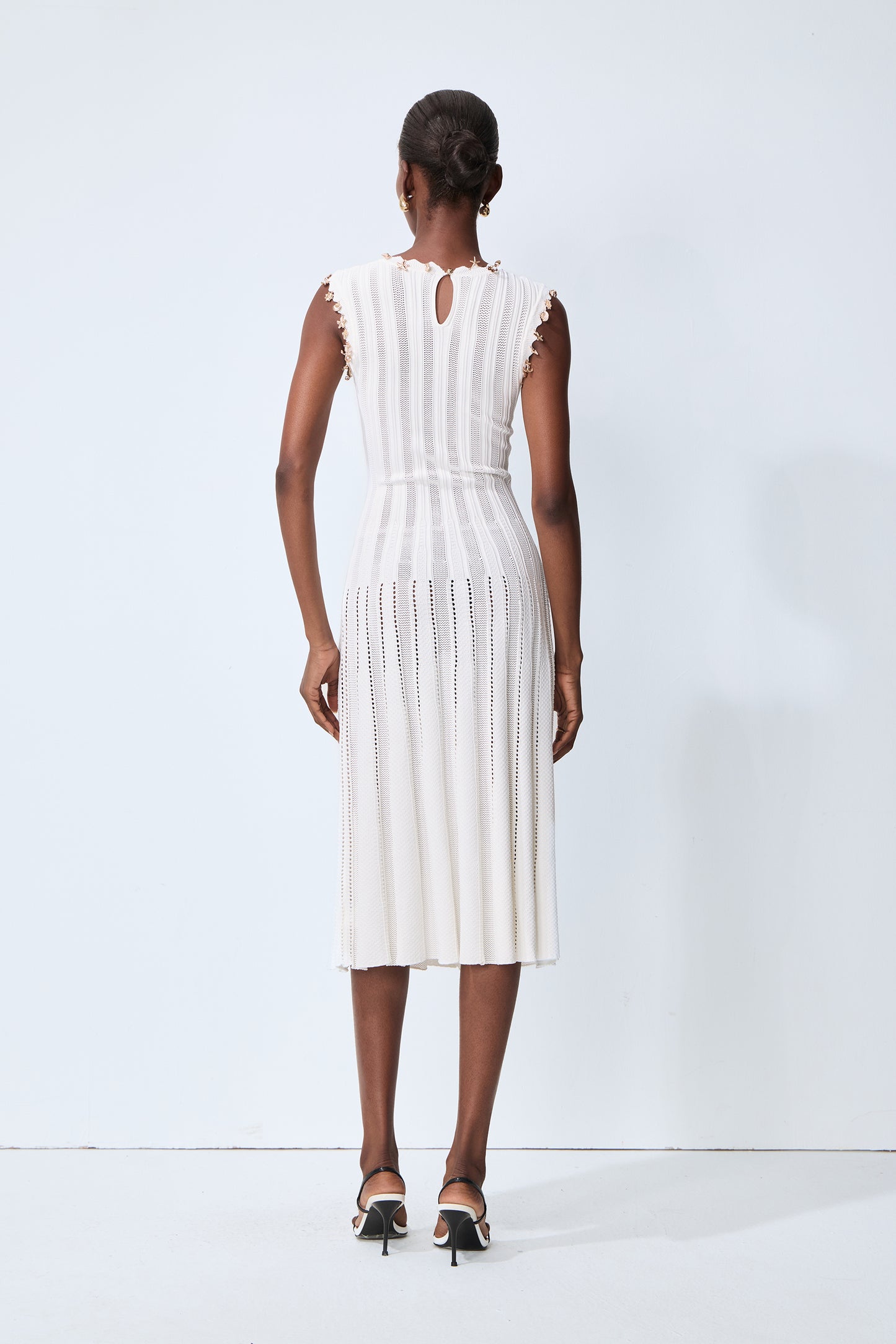 Love Letter White Sleeveless Ribbed Knit Midi Dress