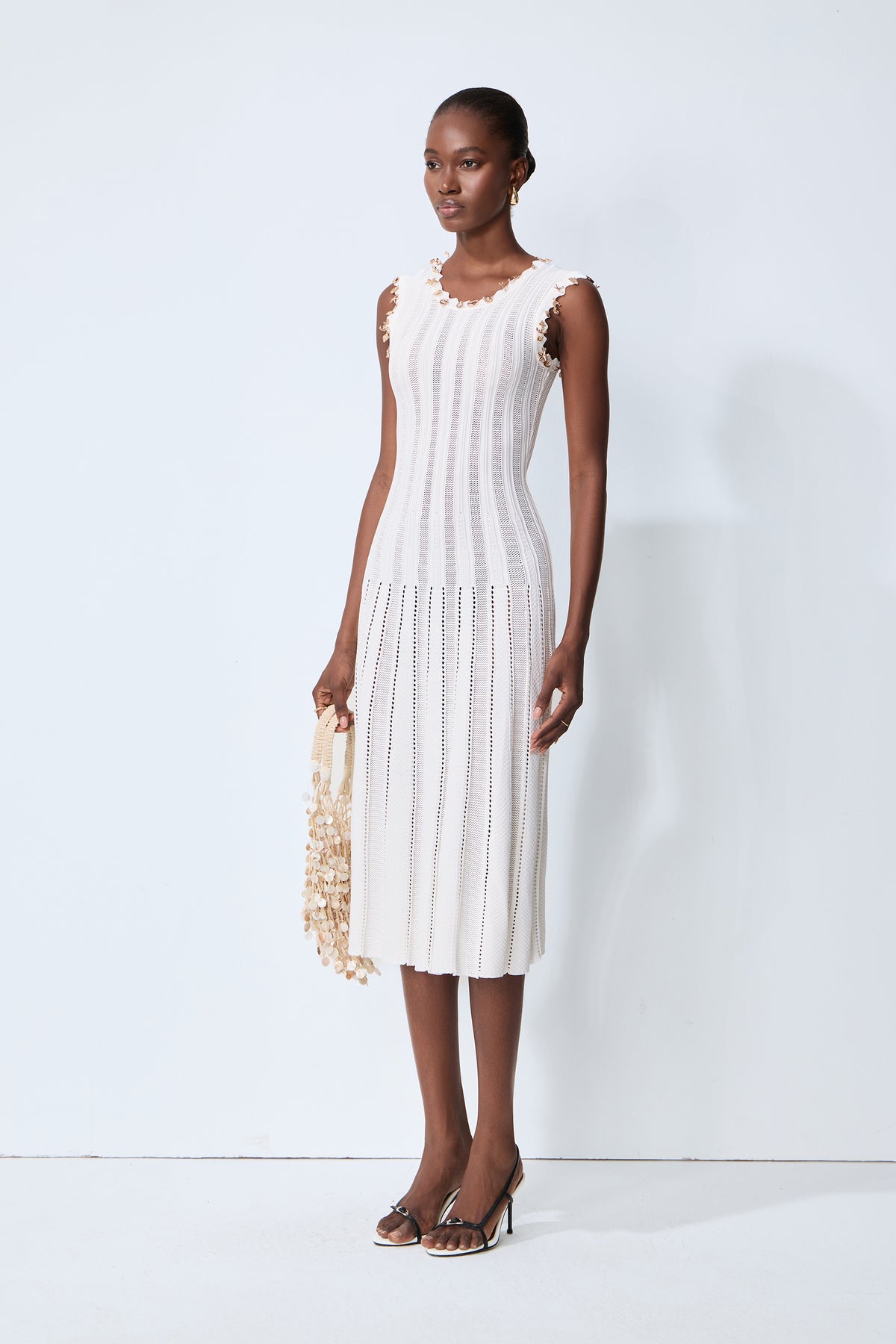 Love Letter White Sleeveless Ribbed Knit Midi Dress