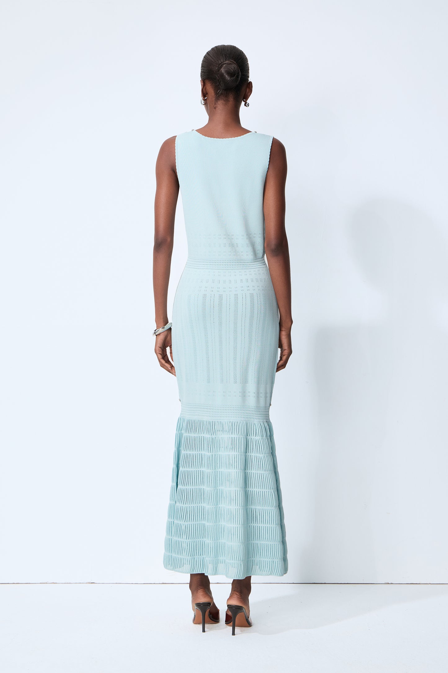 Purely Yours Blue Rhinestone Trim Sleeveless Knit Maxi Dress