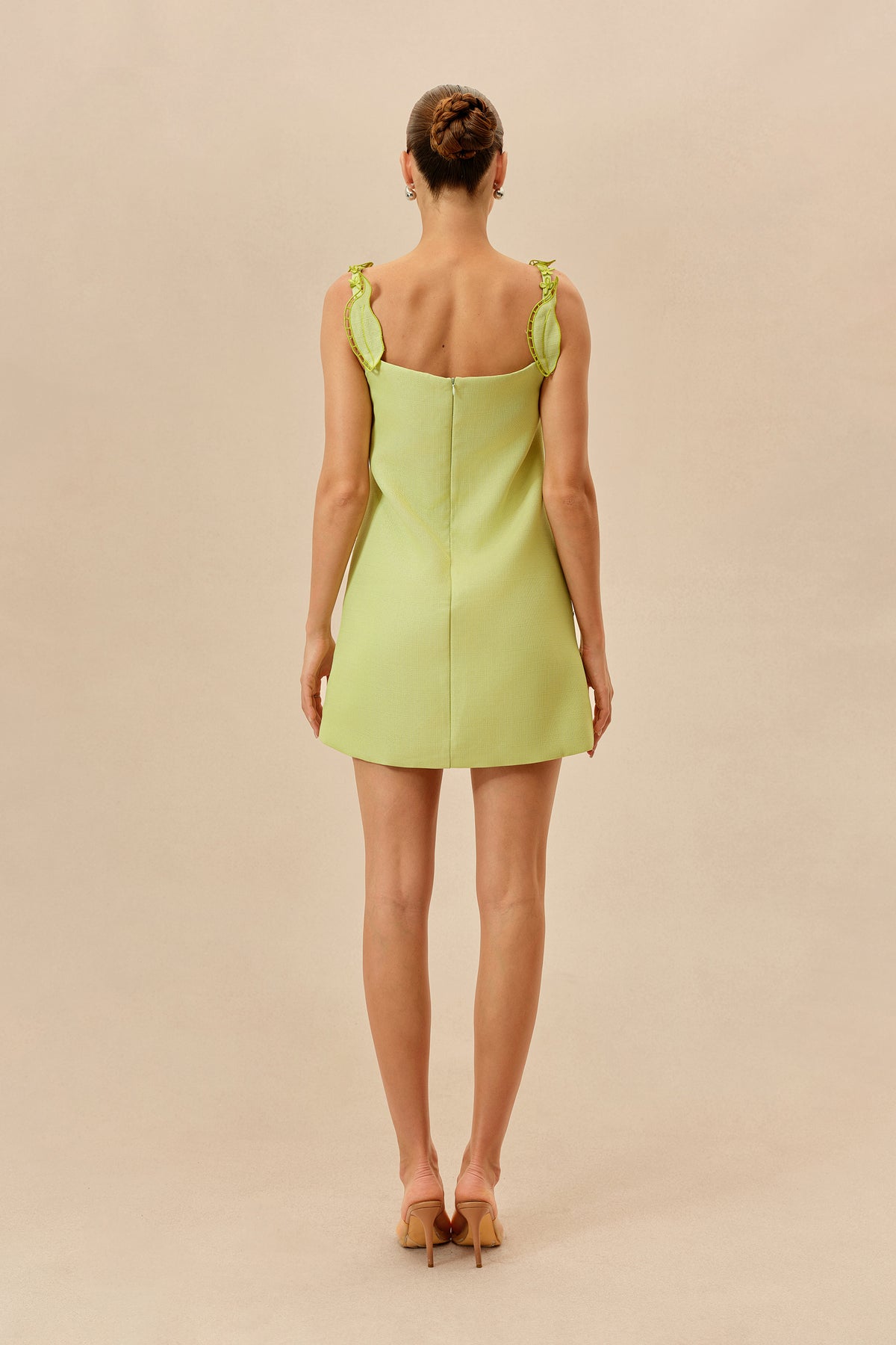 Feeling Fresh Light Green Floral Embroidered Sleeveless Mini Dress