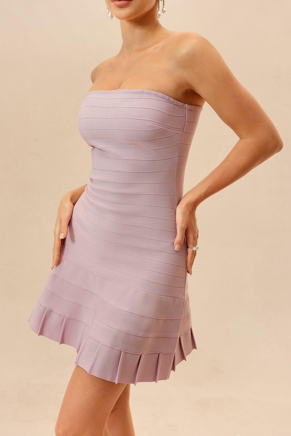 Keep It Cute Pink Strapless Pleated Hem Mini Dress