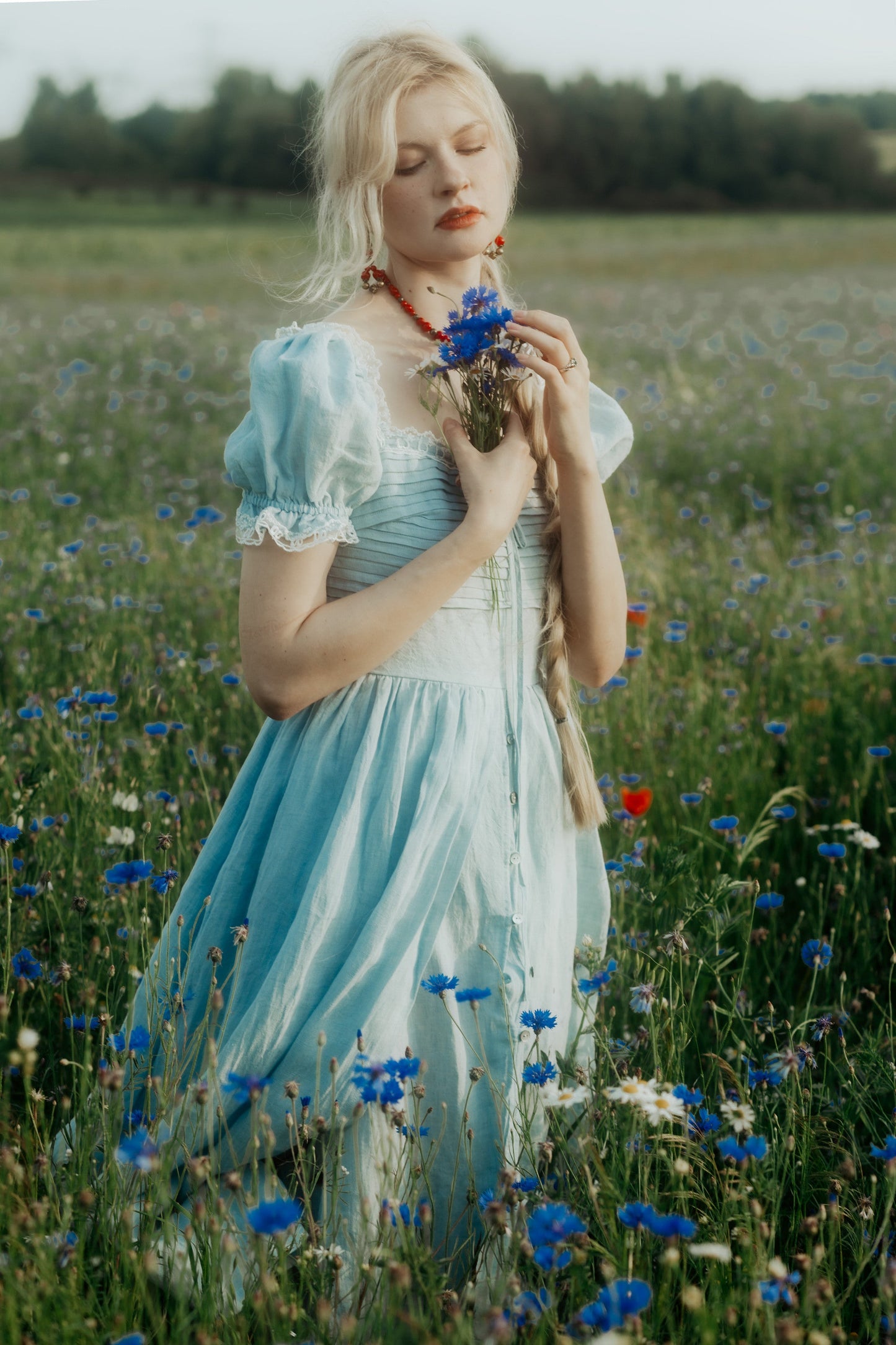 Monet Haze 26 | Fairy layered Linen Dress with pintucks