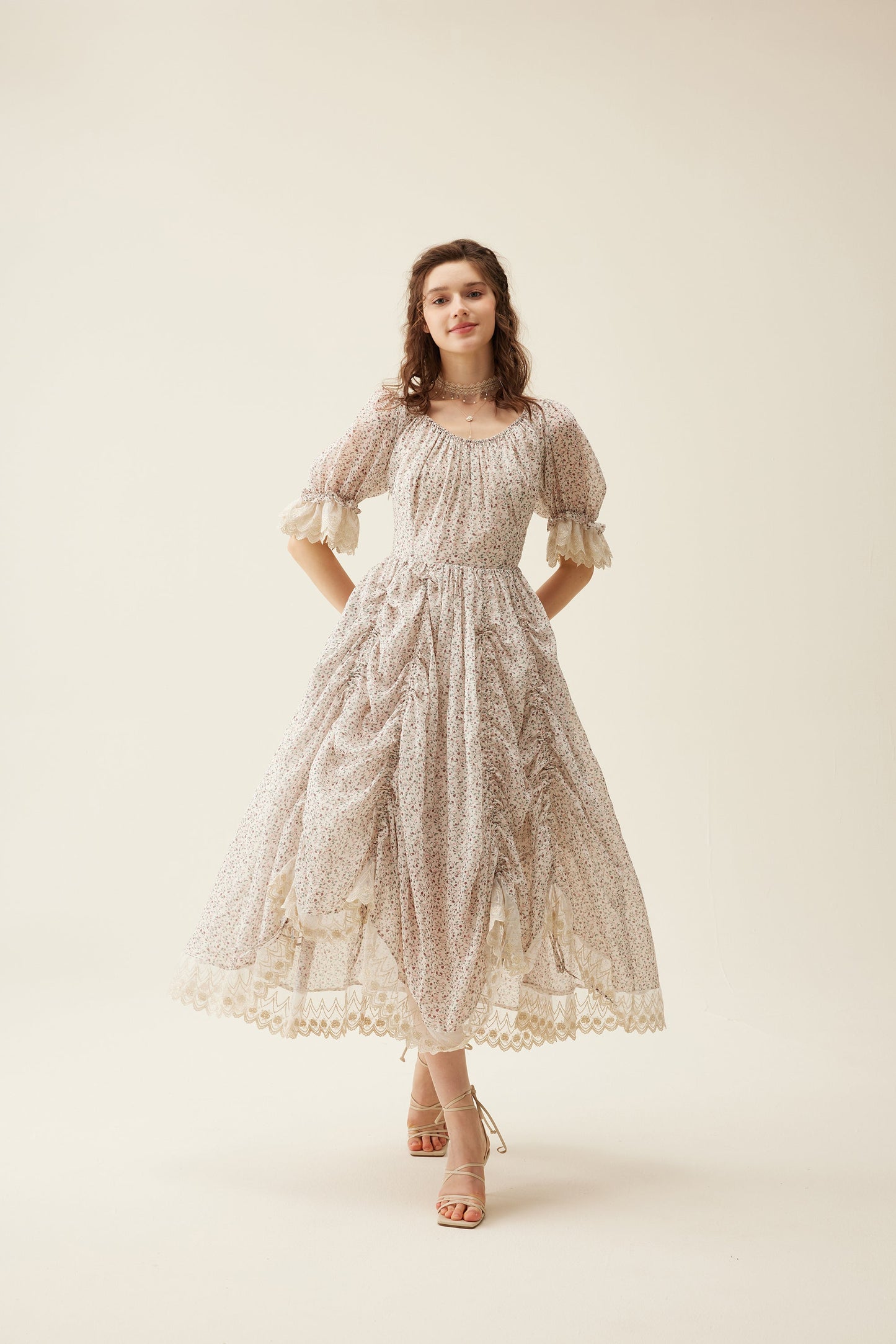 Elowen 27 | Lace Linen dress gown ( 2 way to wear )