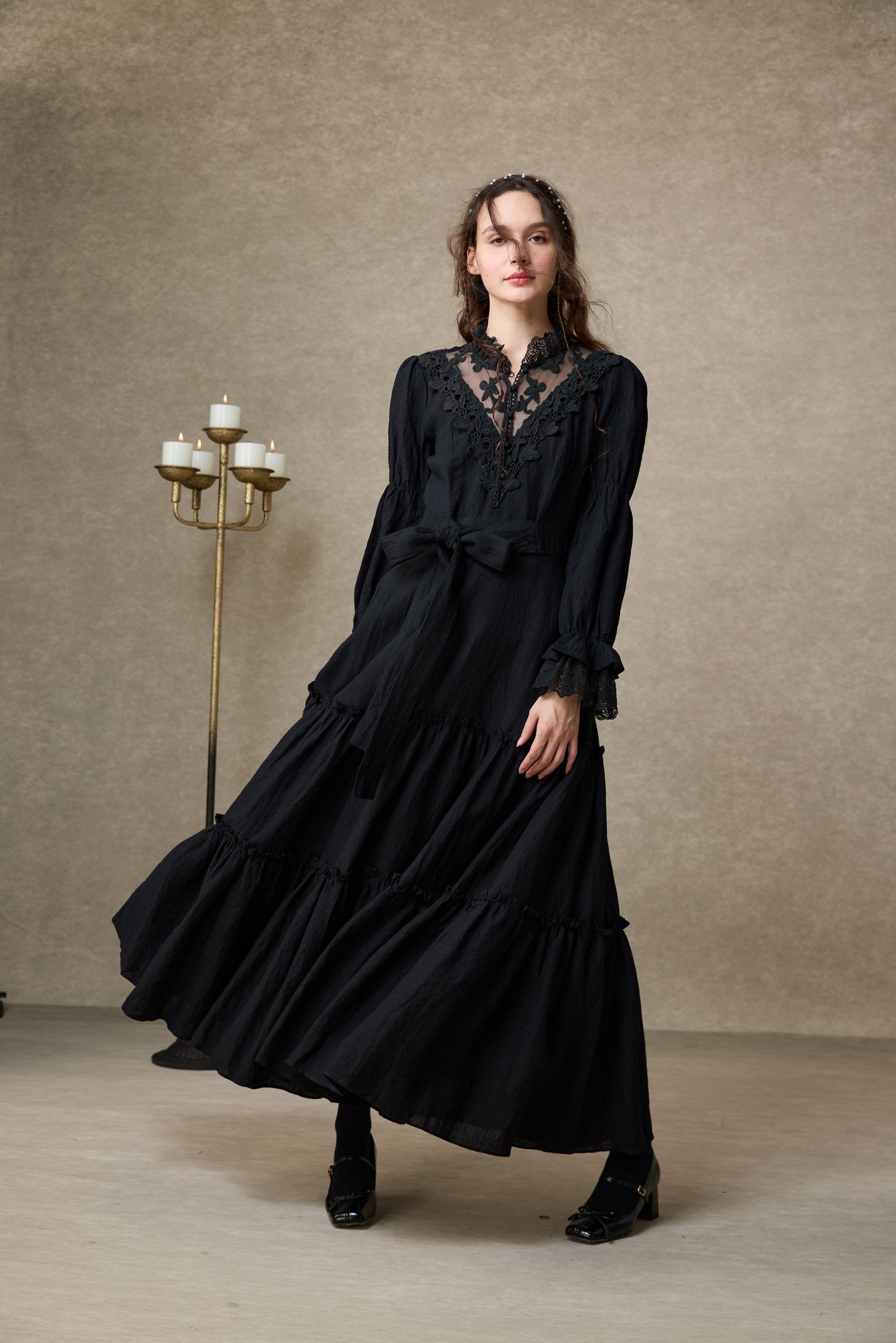 Leona 21 | Lace Maxi Linen Dress