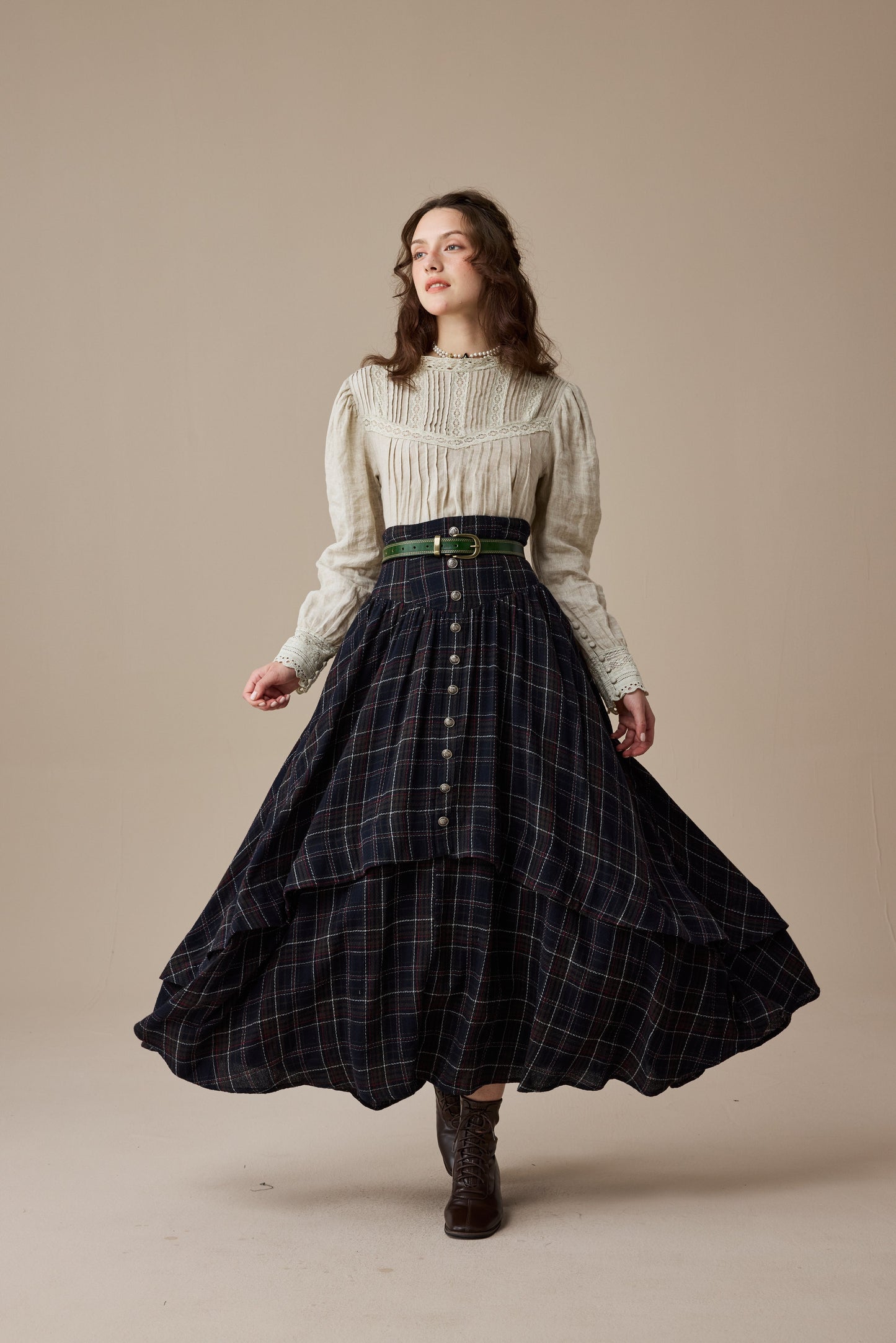Christina 19 |Retro Layered Wool Skirt