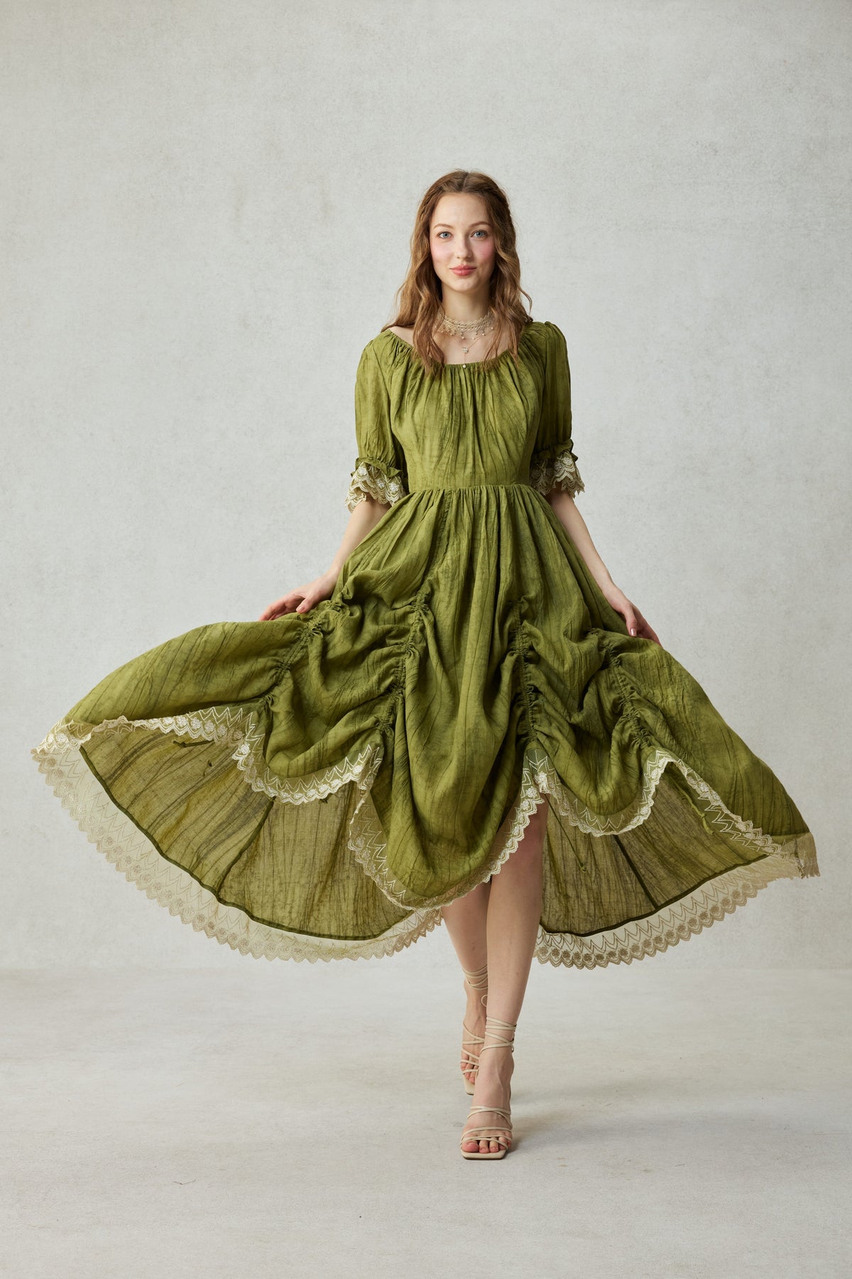 Elowen 27 | Lace Linen dress gown ( 2 way to wear )