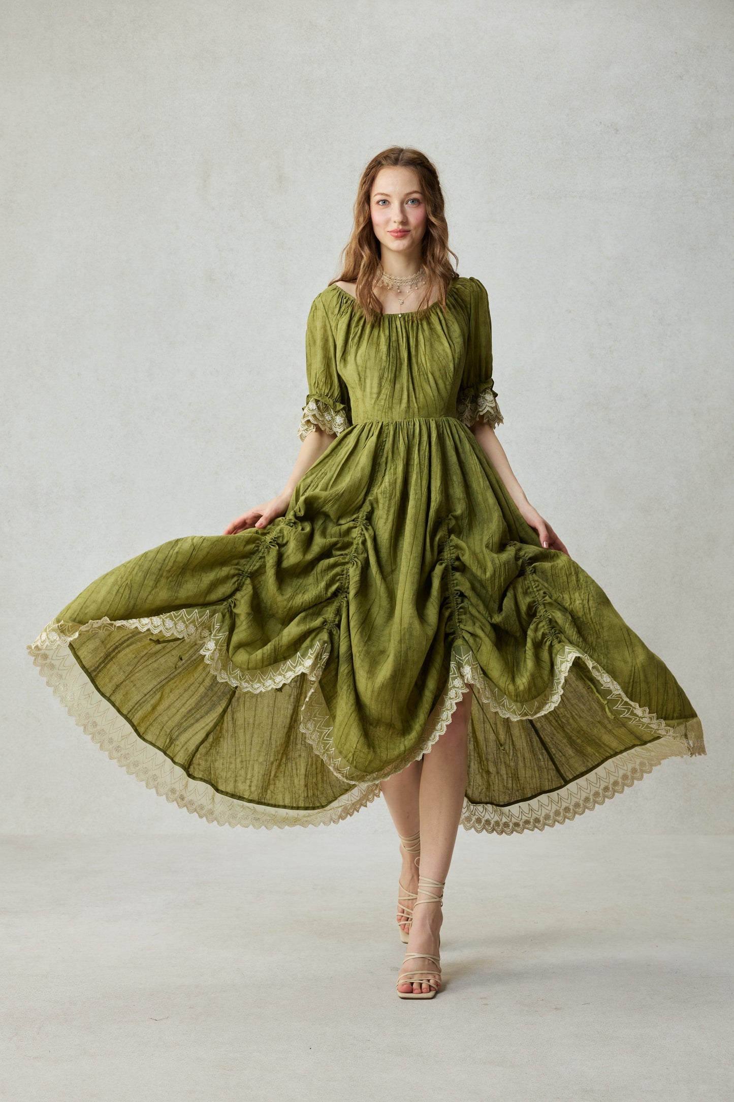 Elowen 27 | Lace Linen dress gown ( 2 way to wear )