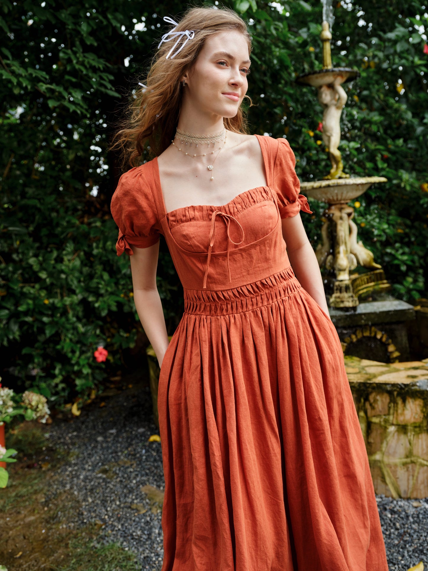 Hydrangea 27 | Corset Floral Linen Dress