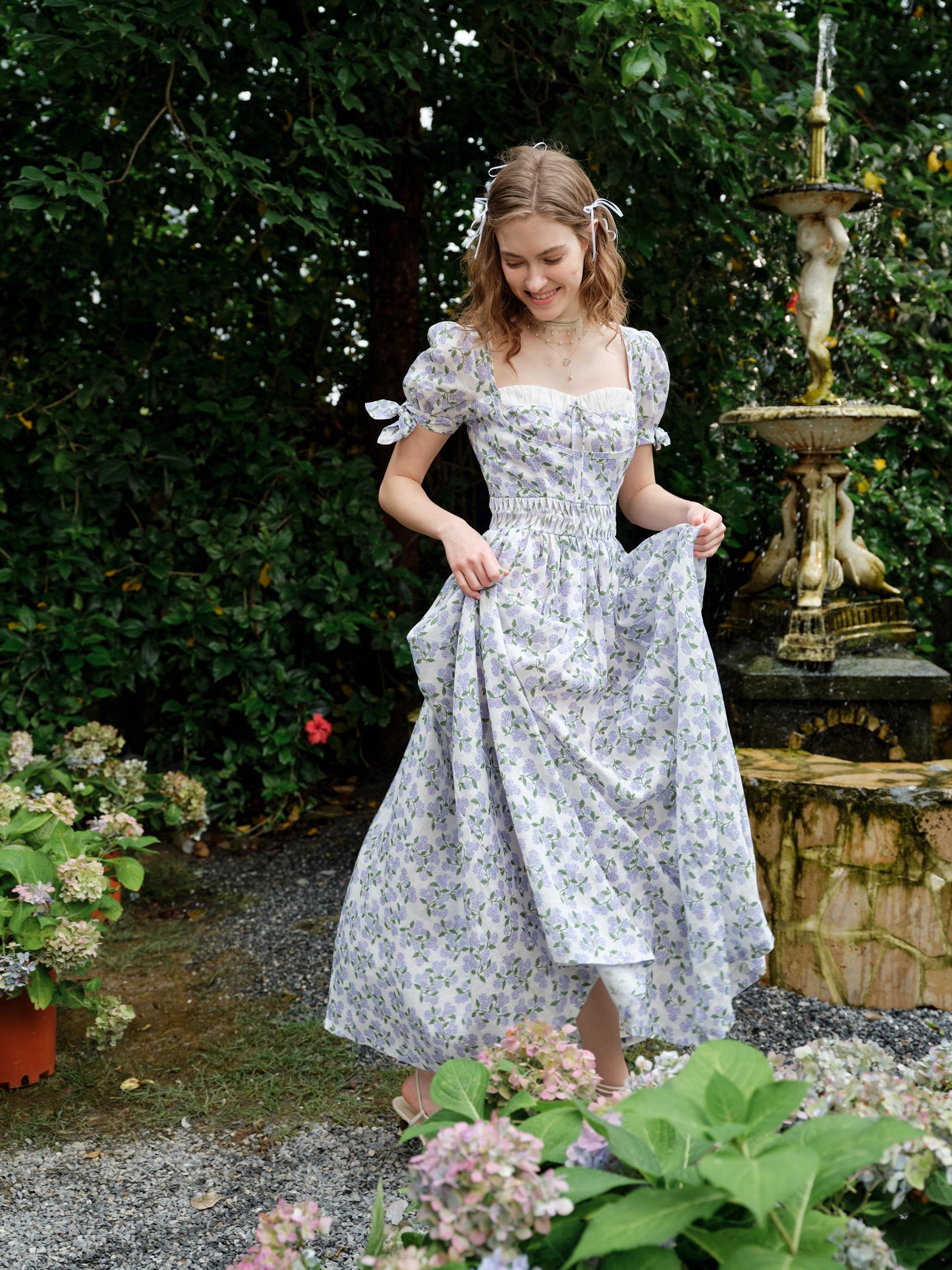 Hydrangea 27 | Corset Floral Linen Dress
