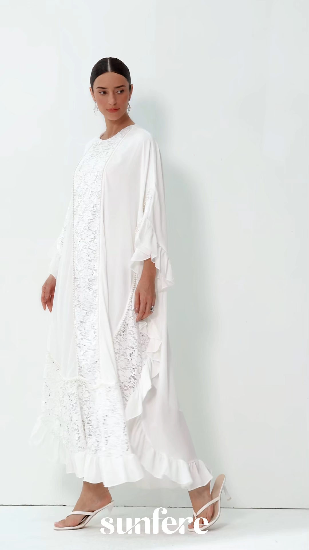 Morning Bliss White Sequin Embellished Lace Panel Maxi Dress