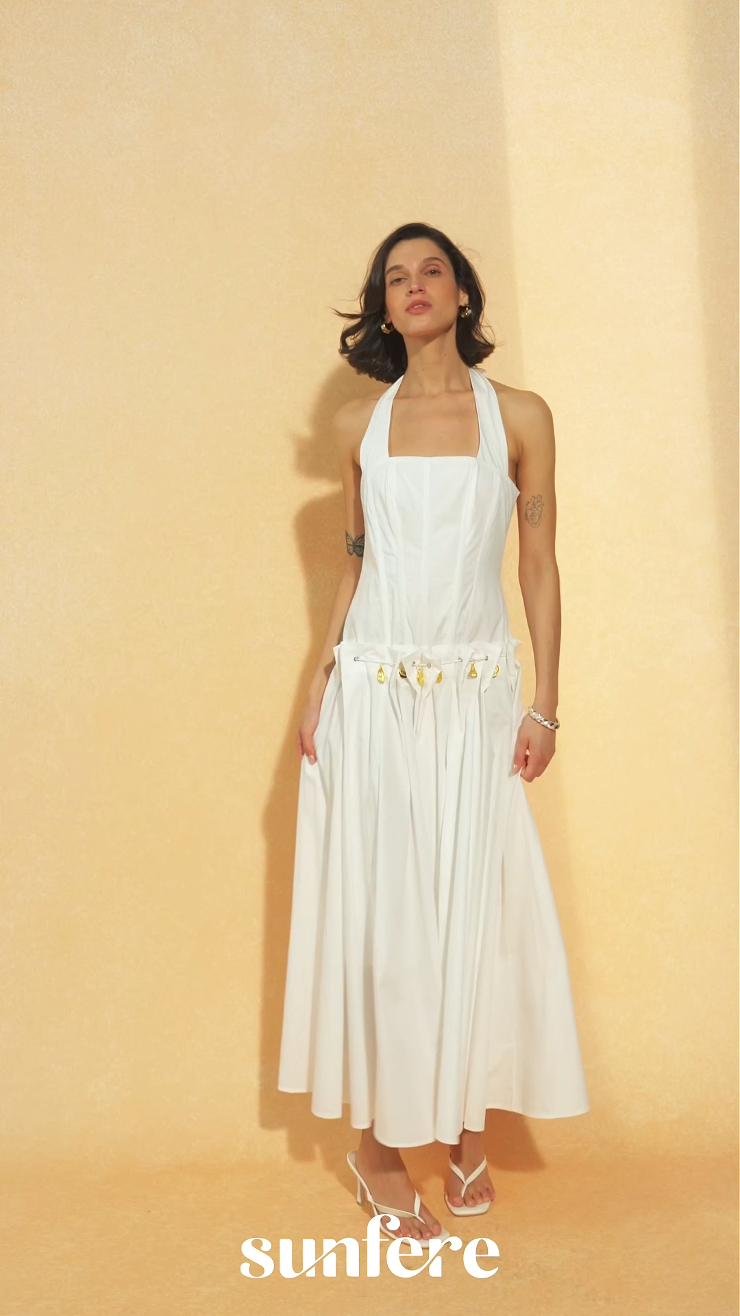 Falling For It White Halter Neck Corset Maxi Dress
