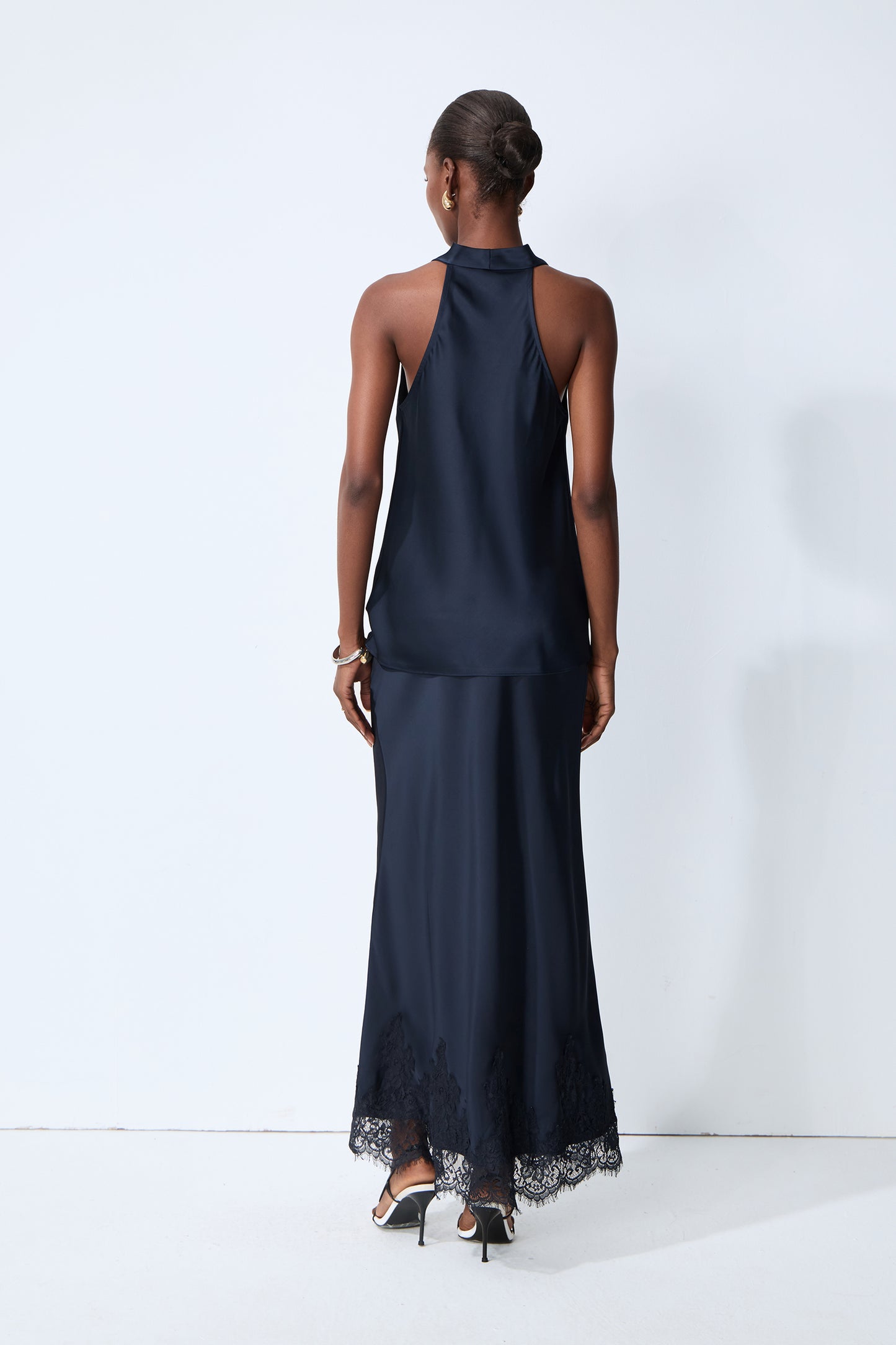 Soft Elegance Blue Sleeveless Cowl Neck Top