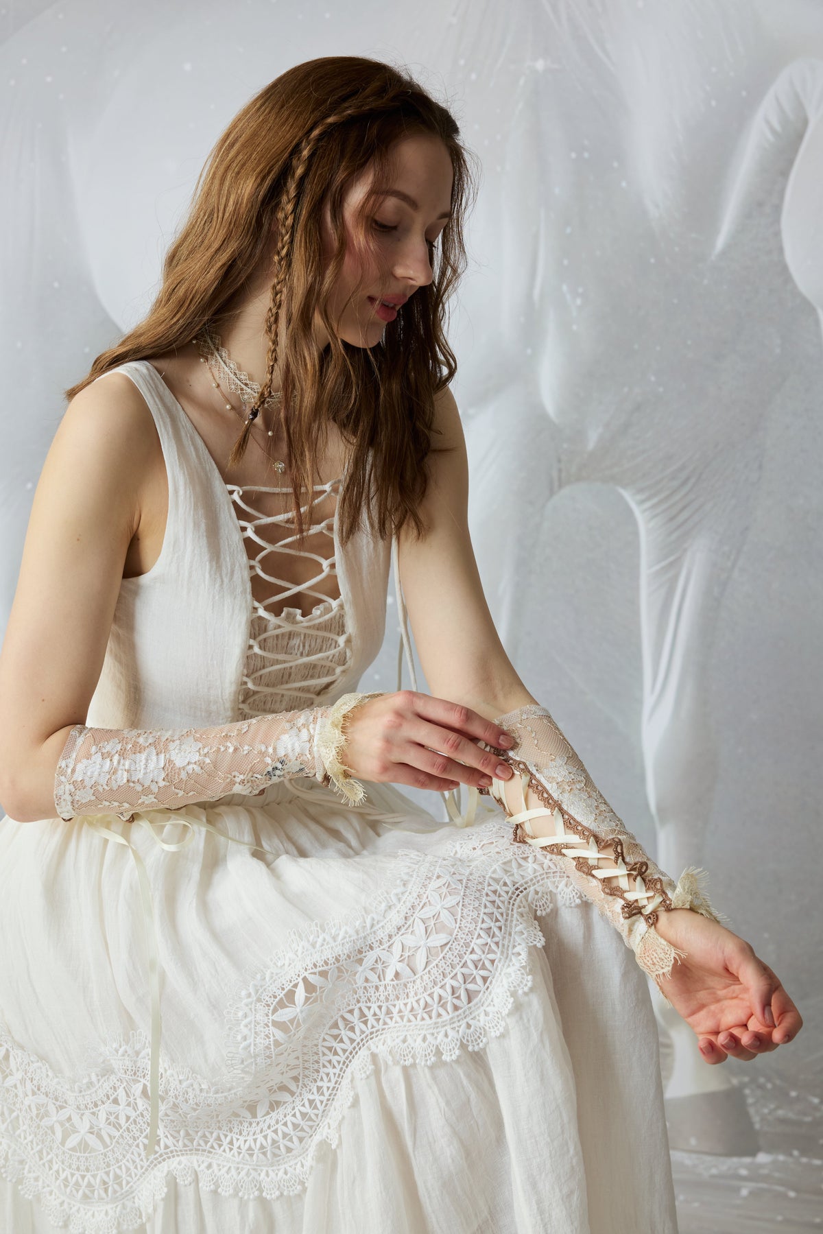 Moonstone 22 |Lace linen Maxi skirt