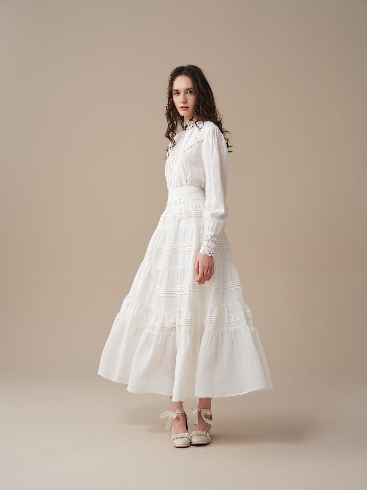 Alice 12 |  Pintuck Linen Maxi Skirt