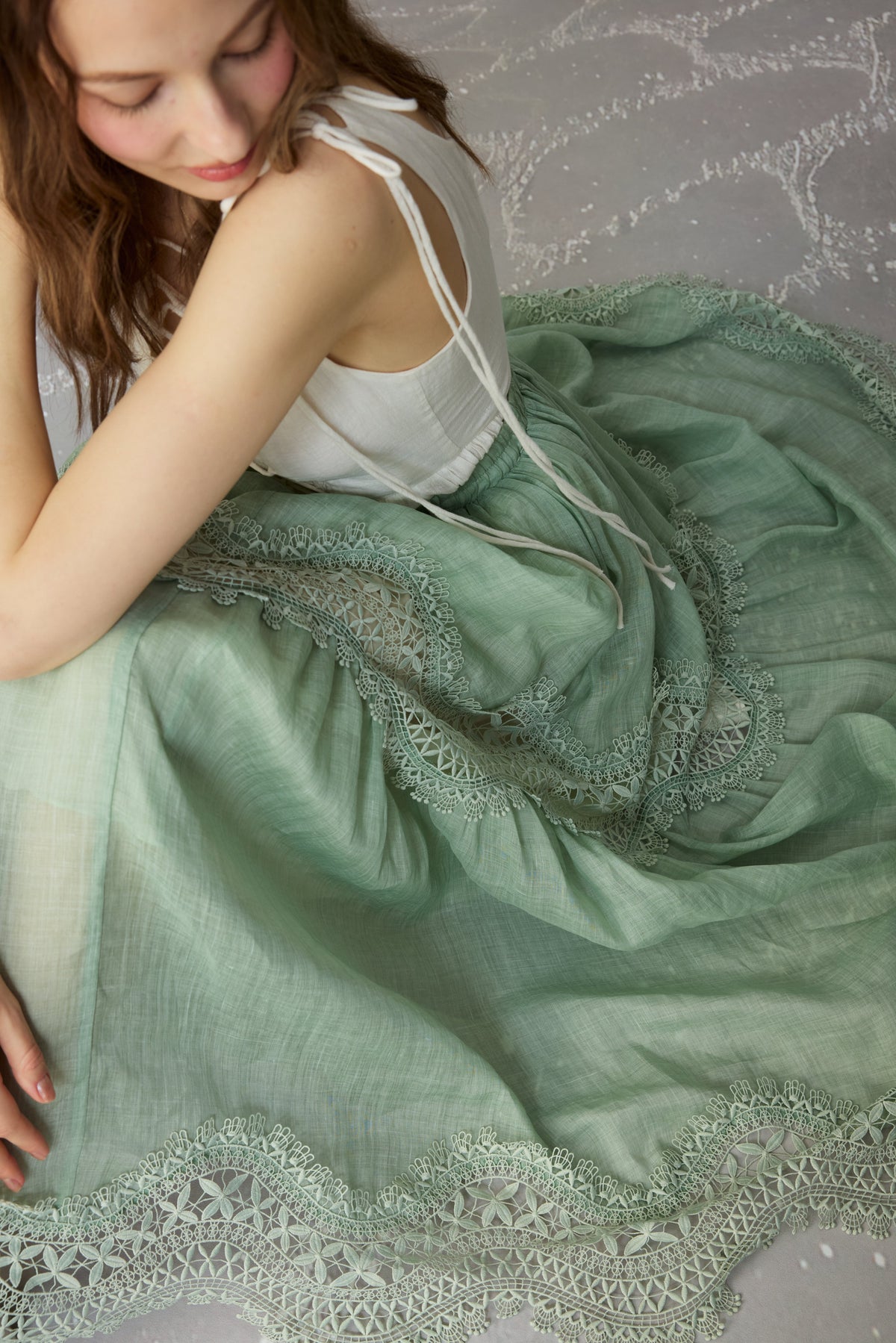 Moonstone 22 |Lace linen Maxi skirt