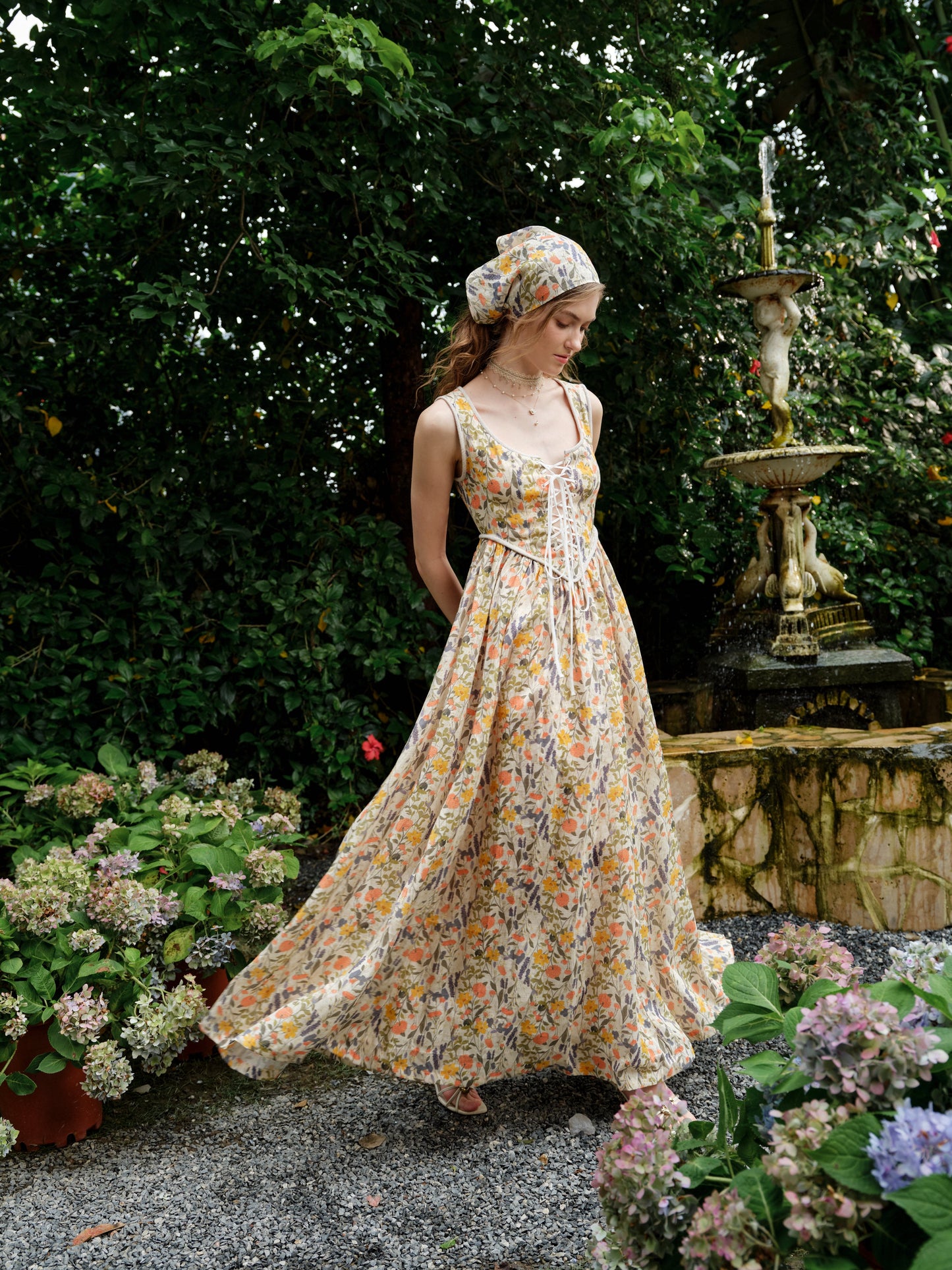 Anis 23 | Lace-up Jacquard Linen Corset Dress