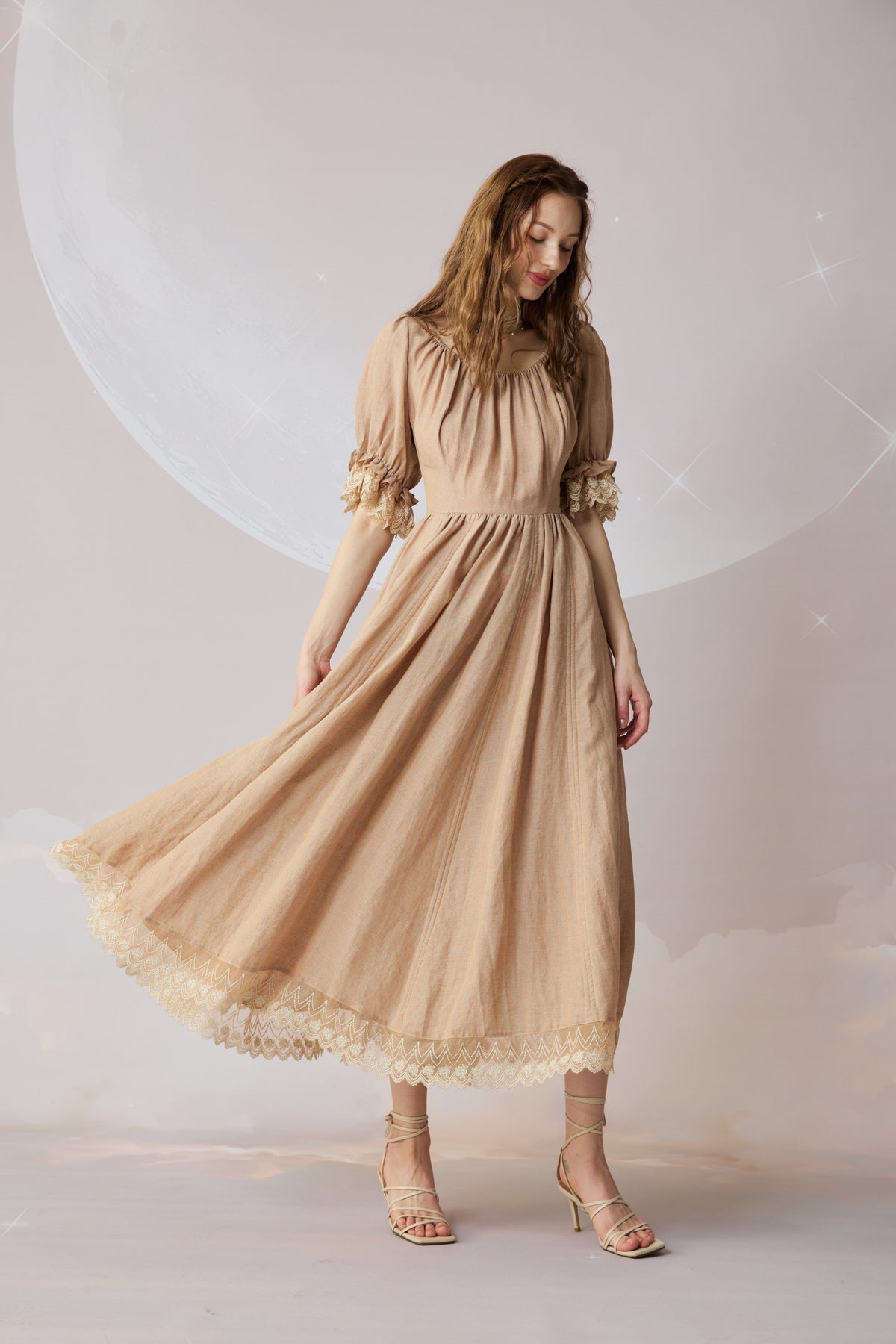 Elowen 27 | Lace Linen dress gown ( 2 way to wear )