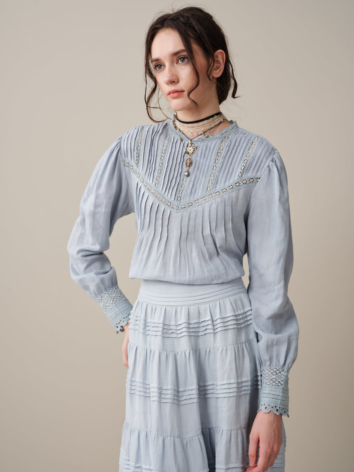 Alice 12 |  Pintuck Linen Maxi Skirt