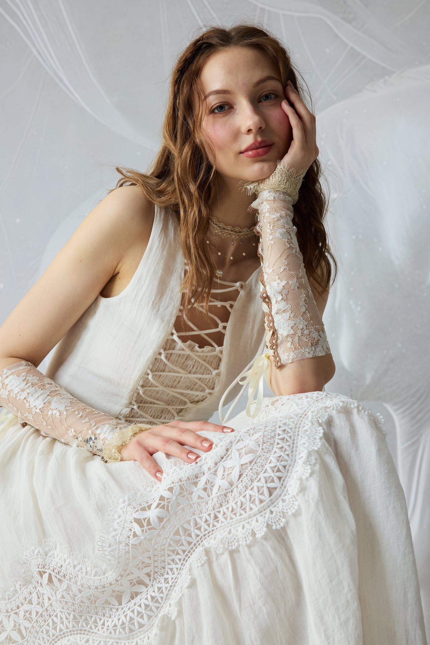 Moonstone 22 |Lace linen Maxi skirt