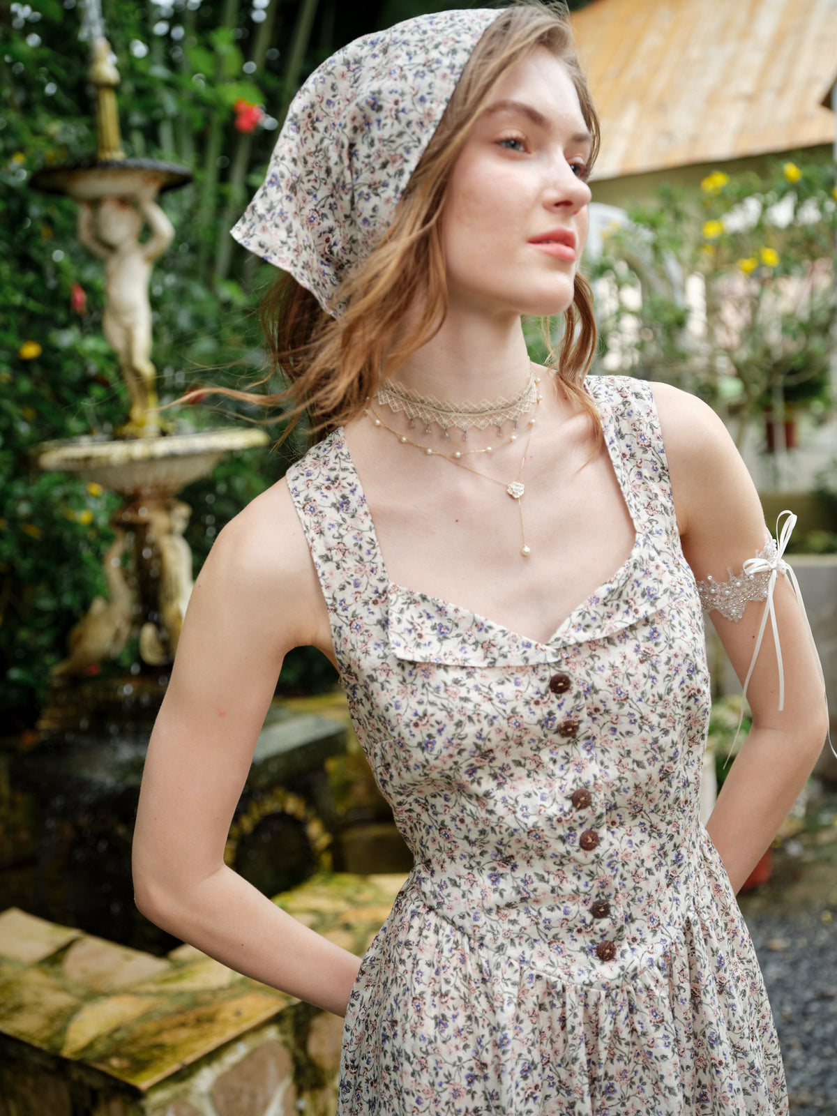 Floral linen bandana/scarf