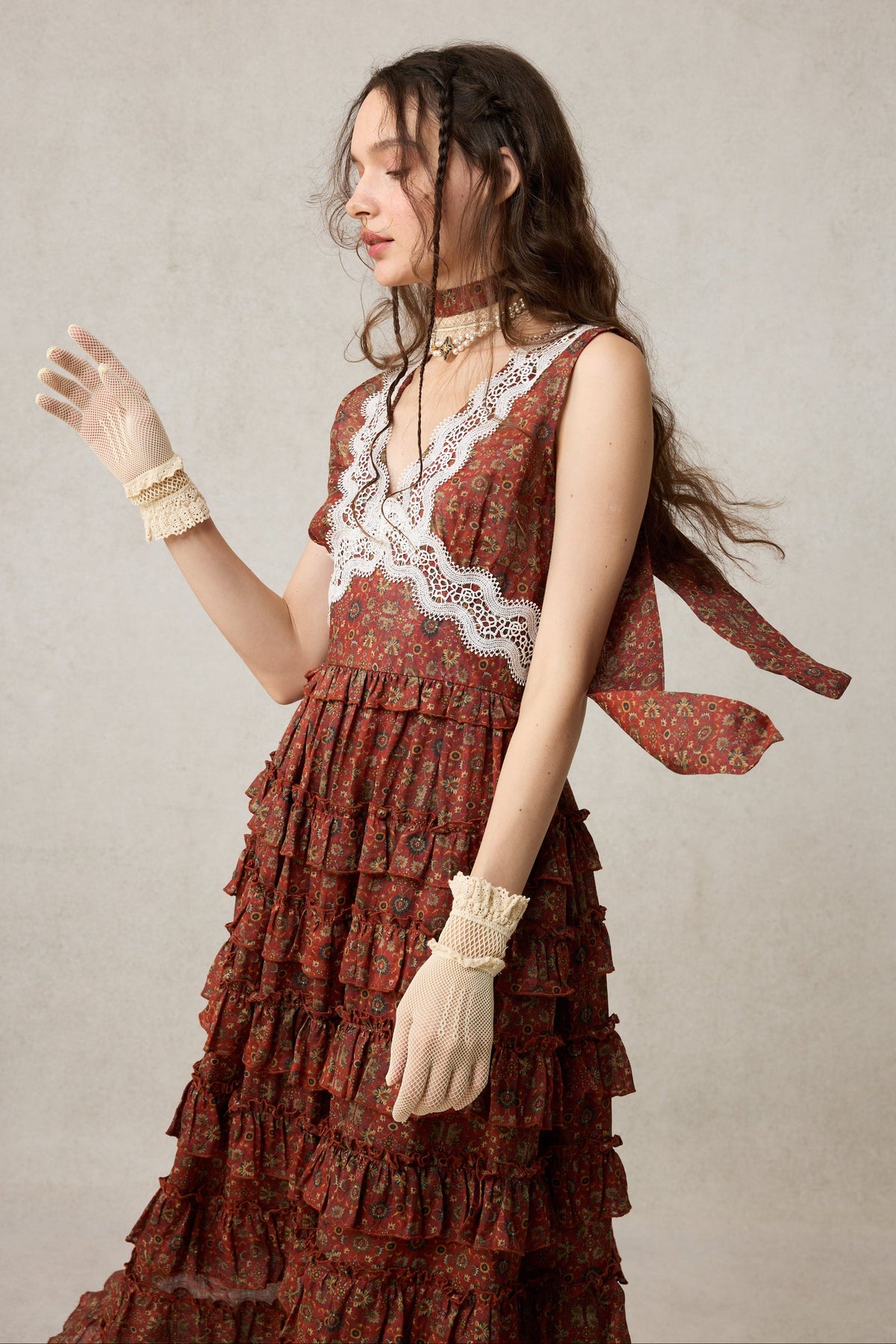 Nolita 28 |Lace & Linen Dress Gown （With Gift scarf)