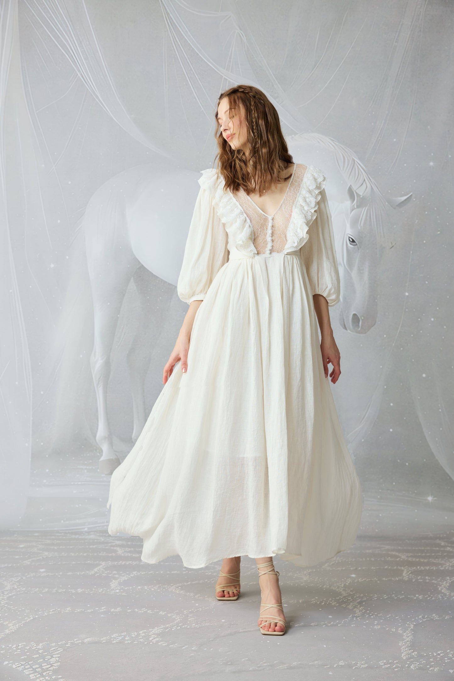 Moonlight 23| Puff Sleeved Linen Dress