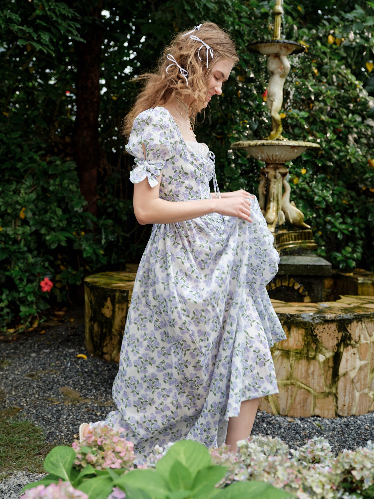 Hydrangea 27 | Corset Floral Linen Dress