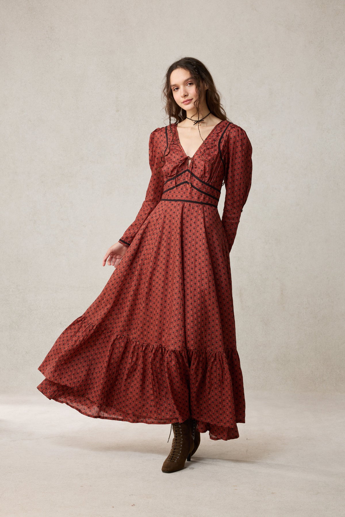 Chelse 19 |Longsleeved Linen Dress Gown