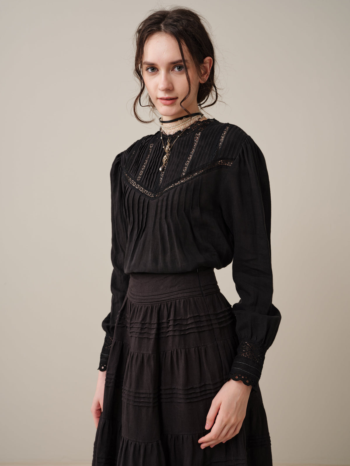 Alice 12 |  Pintuck Linen Maxi Skirt