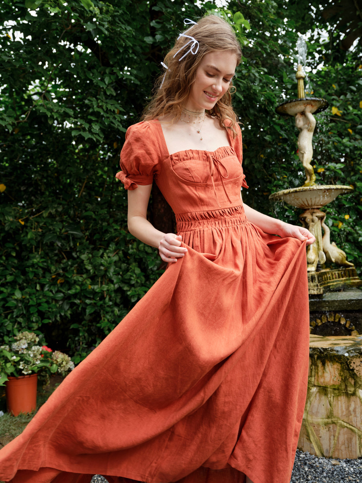 Hydrangea 27 | Corset Floral Linen Dress