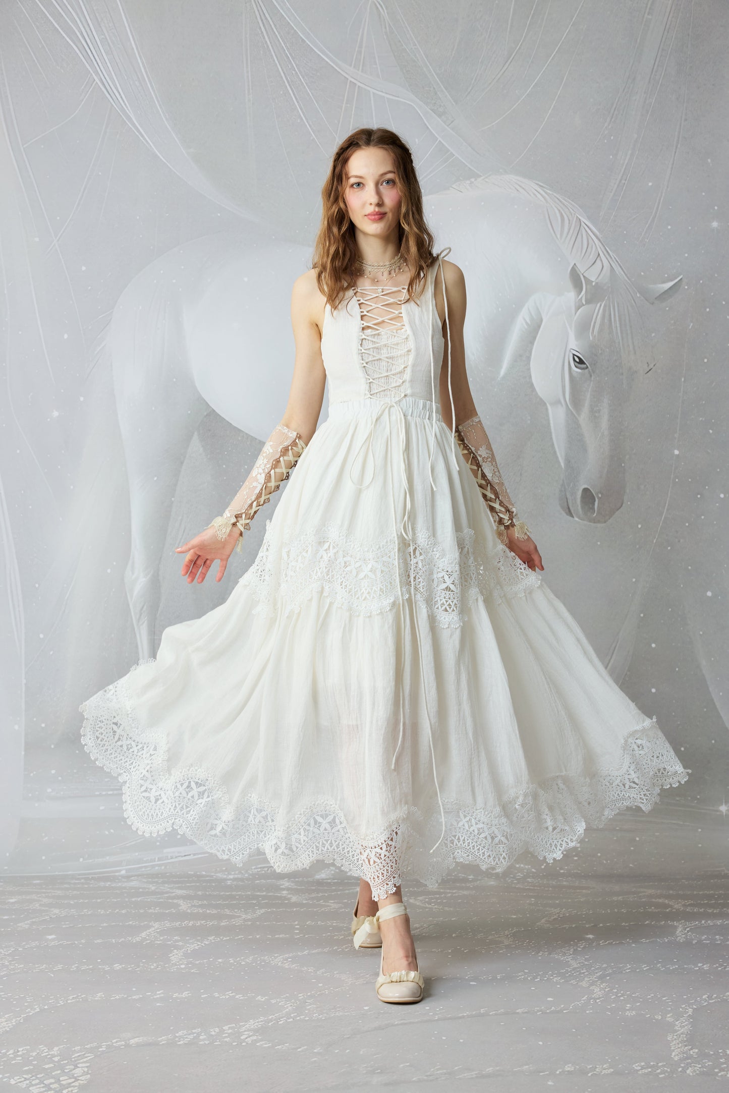Moonstone 22 |Lace linen Maxi skirt