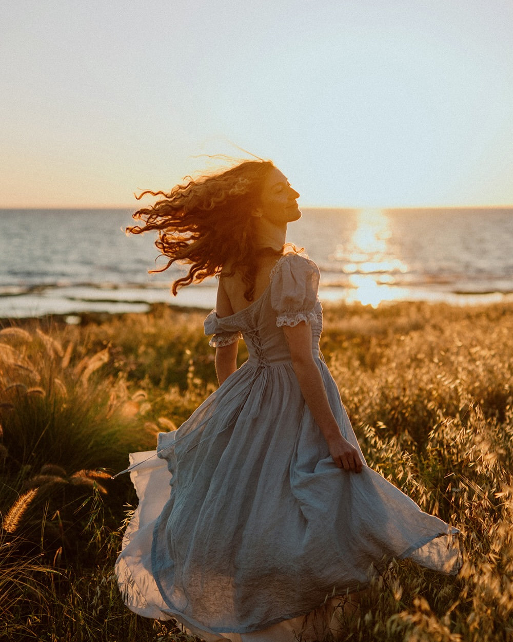 Monet Haze 26 | Fairy layered Linen Dress with pintucks