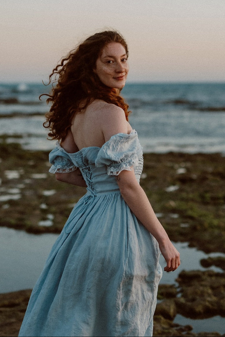 Monet Haze 26 | Fairy layered Linen Dress with pintucks