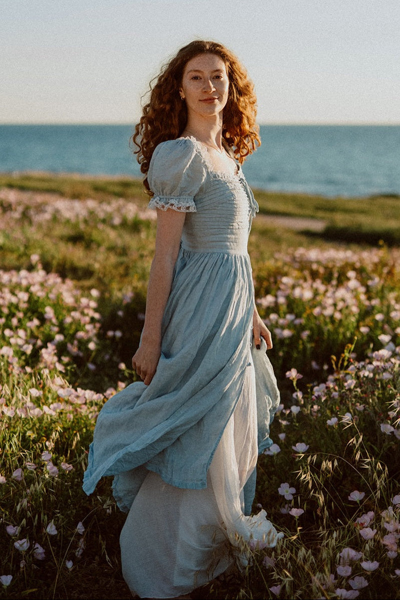 Monet Haze 26 | Fairy layered Linen Dress with pintucks