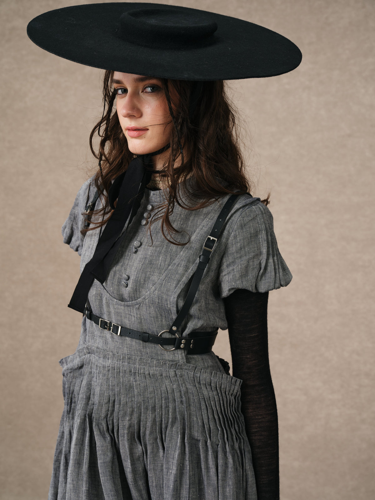 Thistle 09 | Smocked Bib Linen Midi Dress