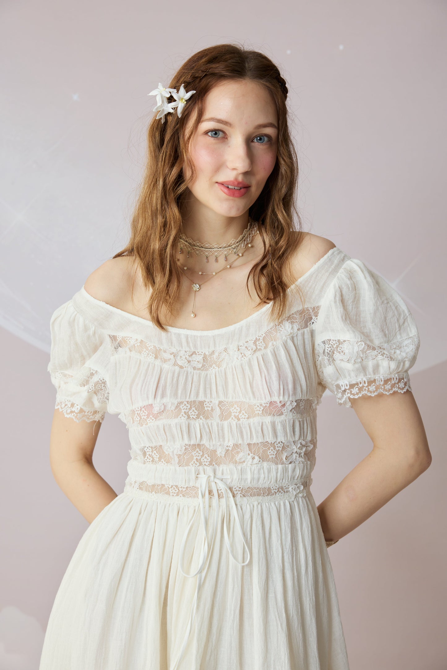 Dawn 17 | Lace Linen Dress Gown