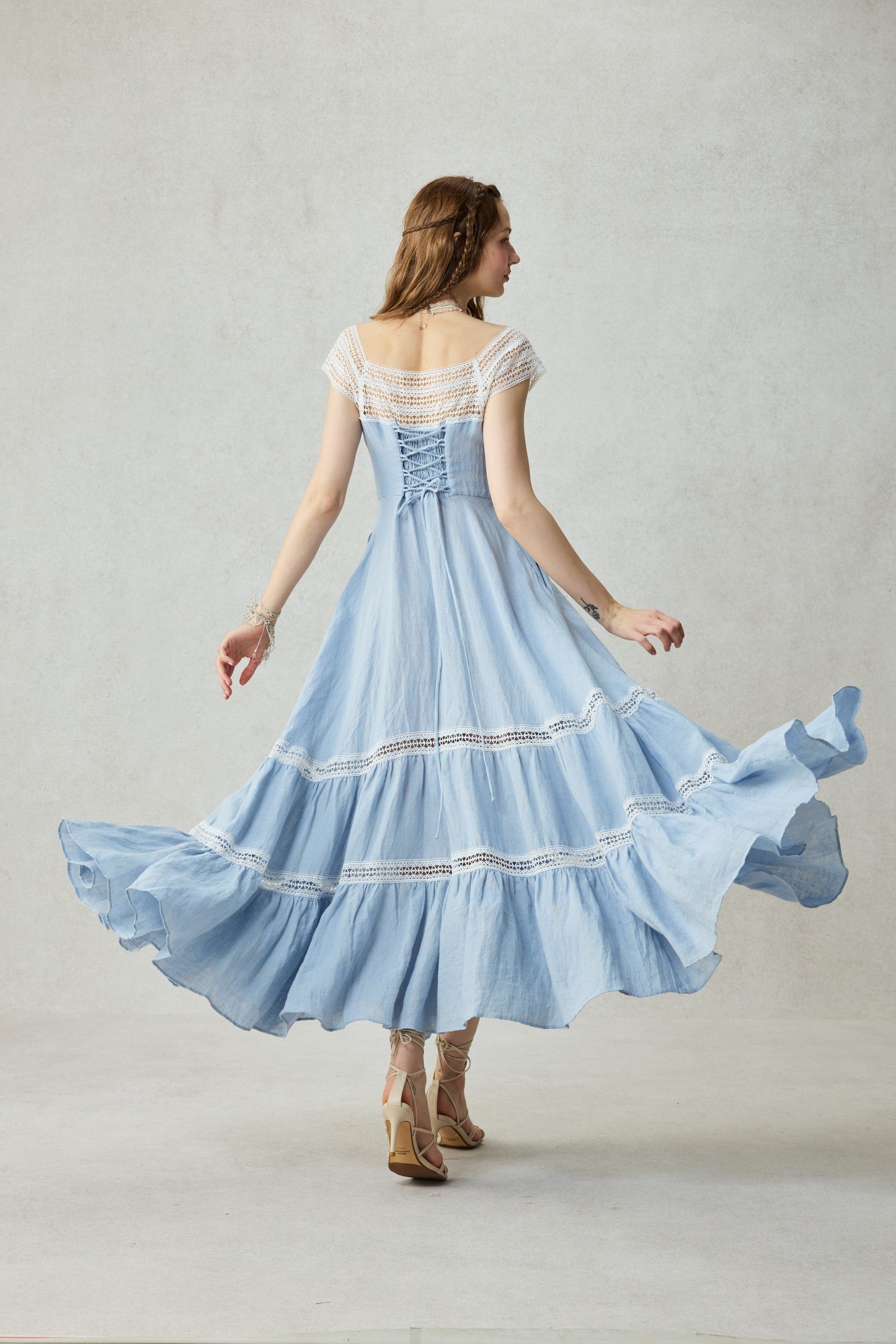 Cherry Tree 25 | Lace Linen flared dress