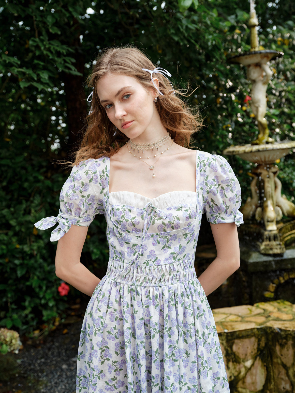 Hydrangea 27 | Corset Floral Linen Dress