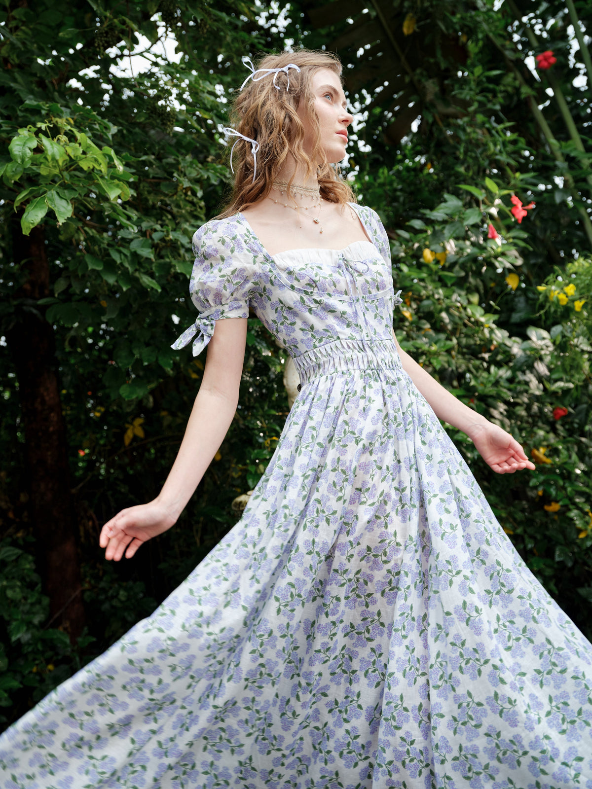Hydrangea 27 | Corset Floral Linen Dress