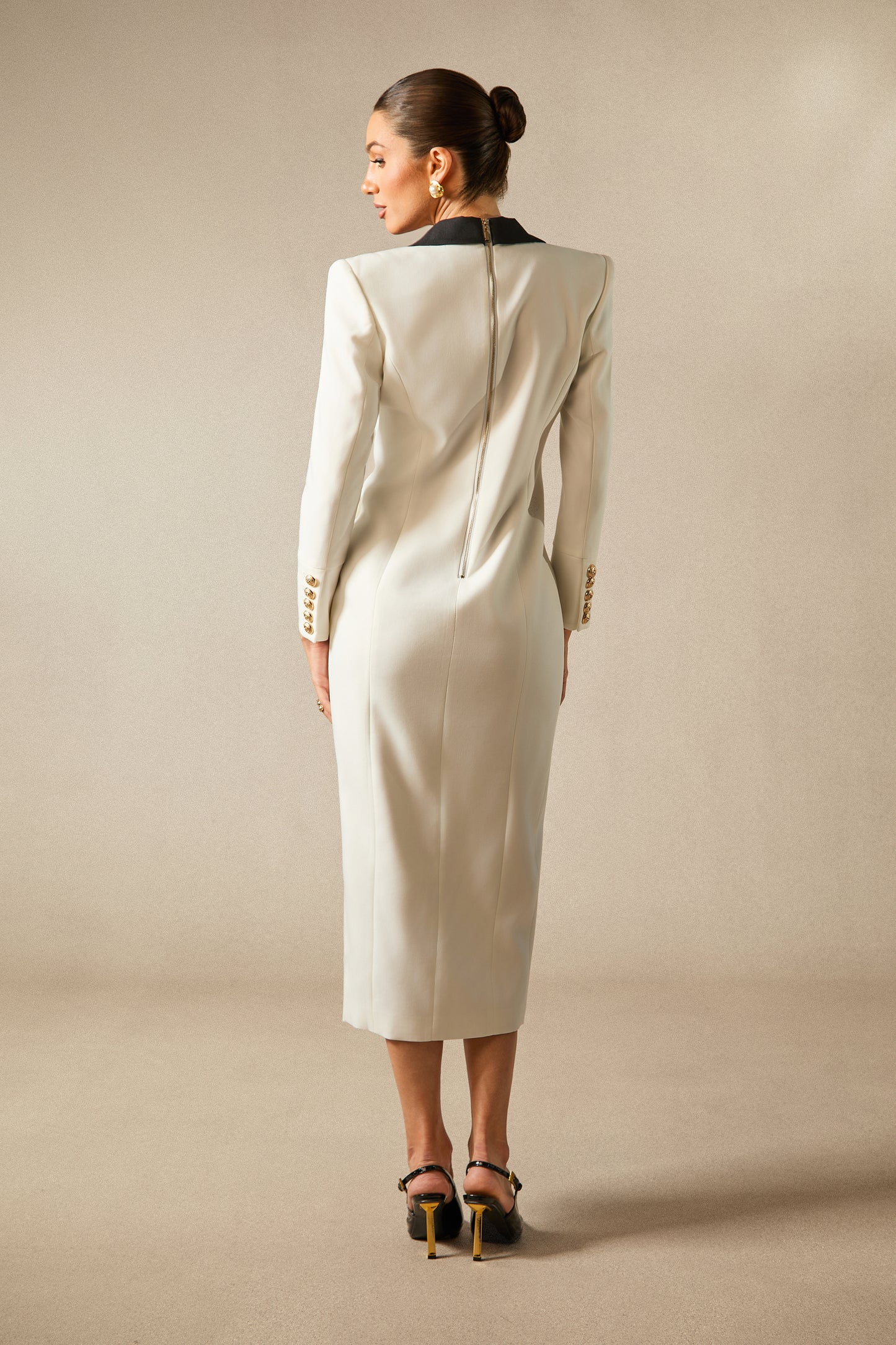 Silas Colorblock Tuxedo Maxi Blazer Dress