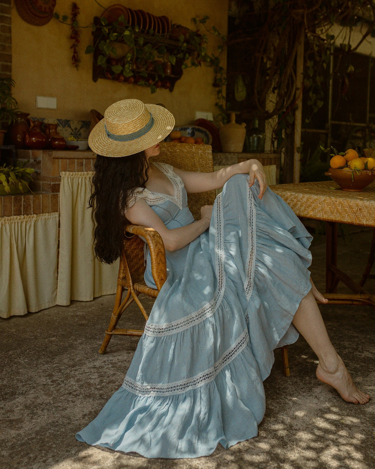 Cherry Tree 25 | Lace Linen flared dress