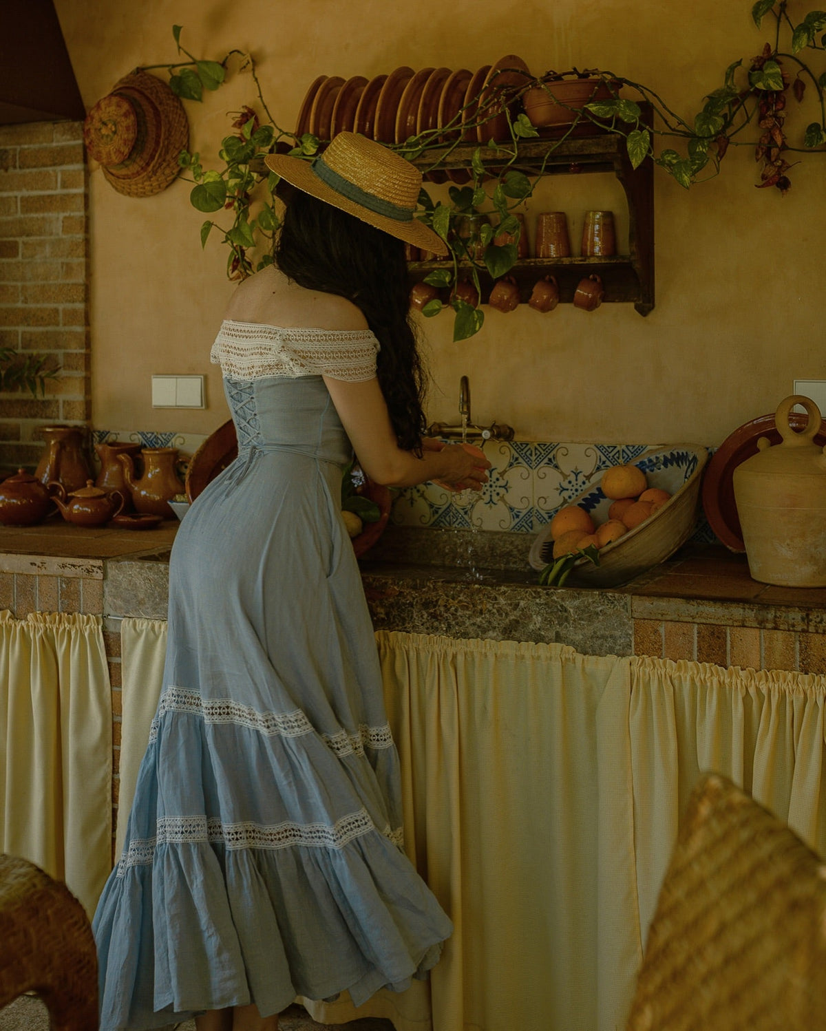 Cherry Tree 25 | Lace Linen flared dress