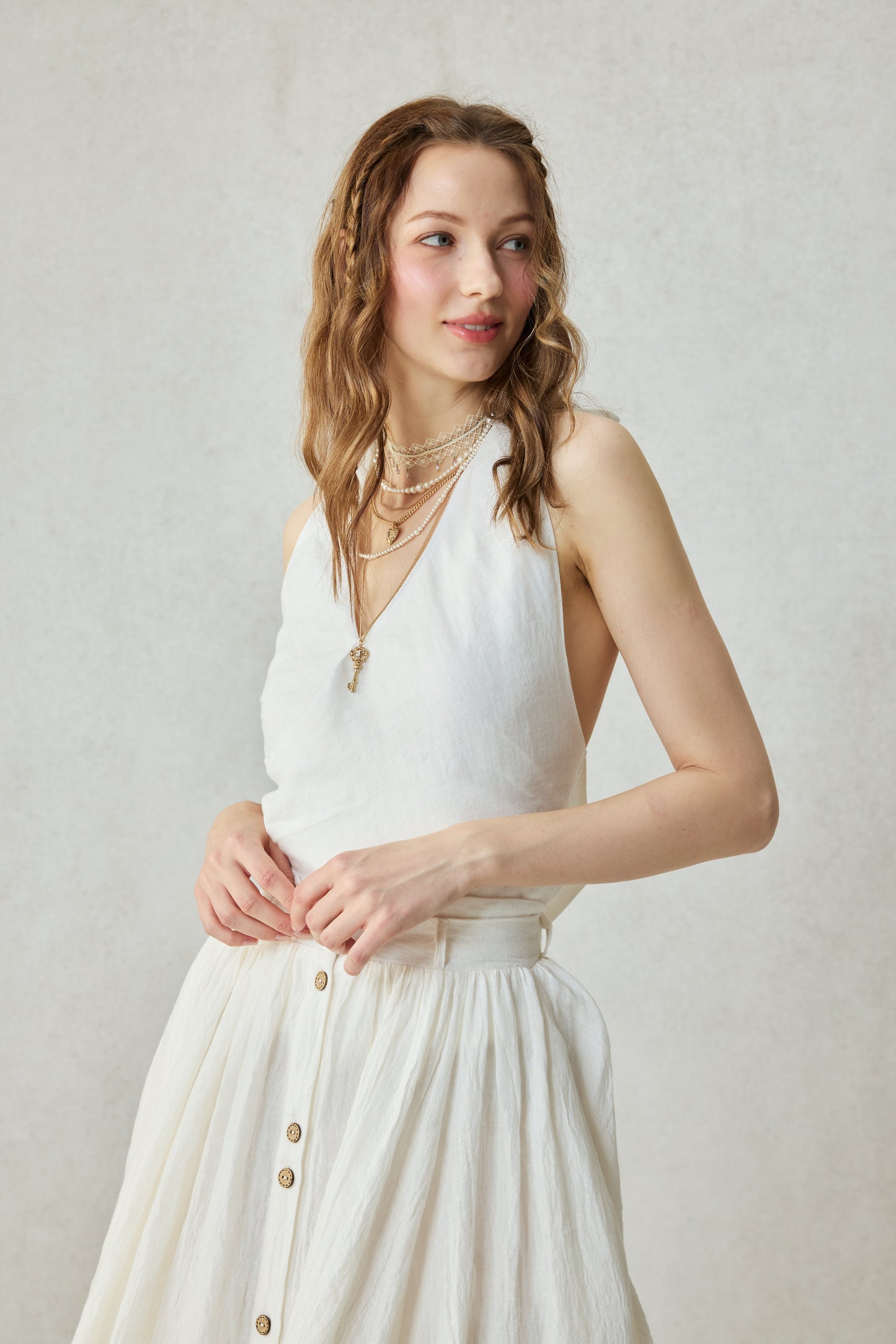 Dorothy 27 | Ruffled maxi linen skirt